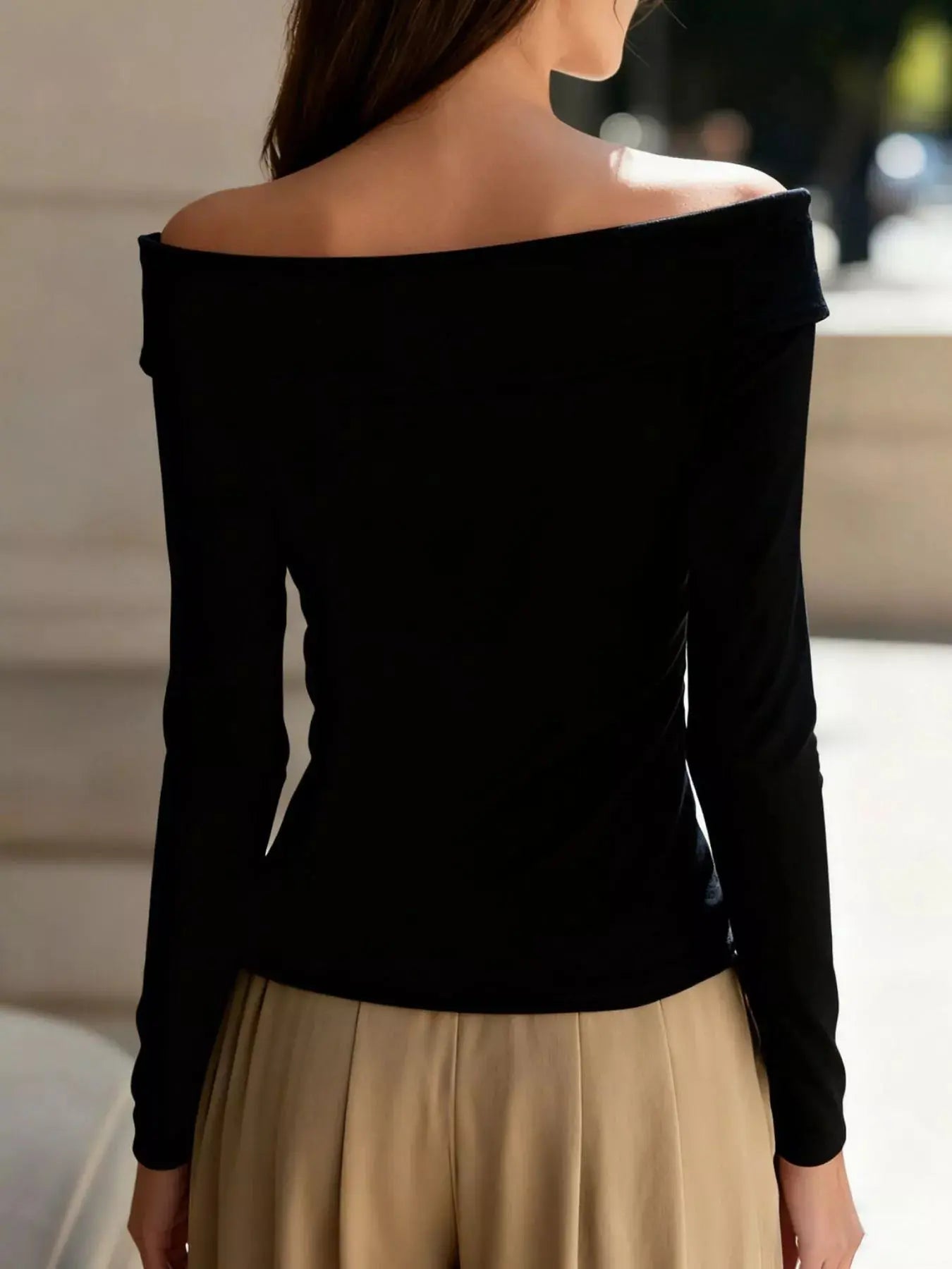 Decorative Button Off Shoulder Blouse - Be Bliss Boutique