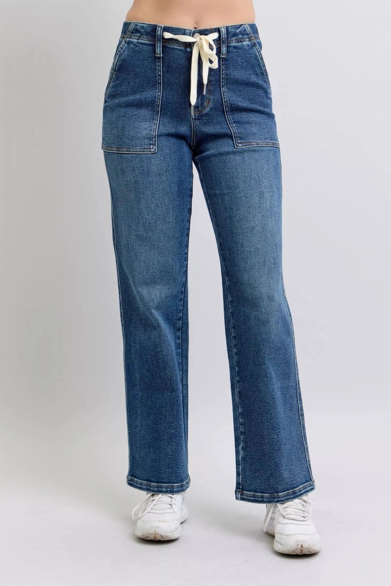 Judy Blue Jeans - Drawstring Straight Jeans with Pockets - Be Bliss Boutique