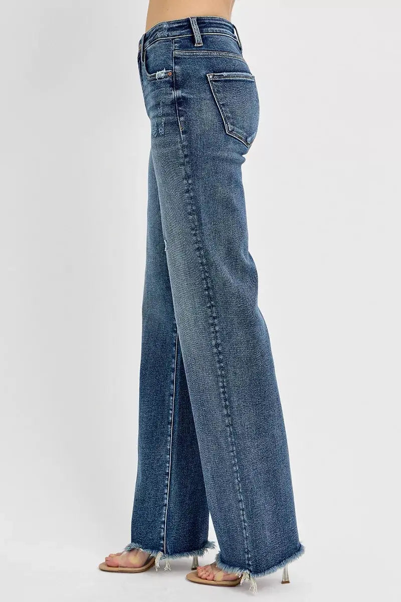 RISEN Jeans - Plus Size Tummy Control High Rise Long Straight Jeans - Be Bliss Boutique