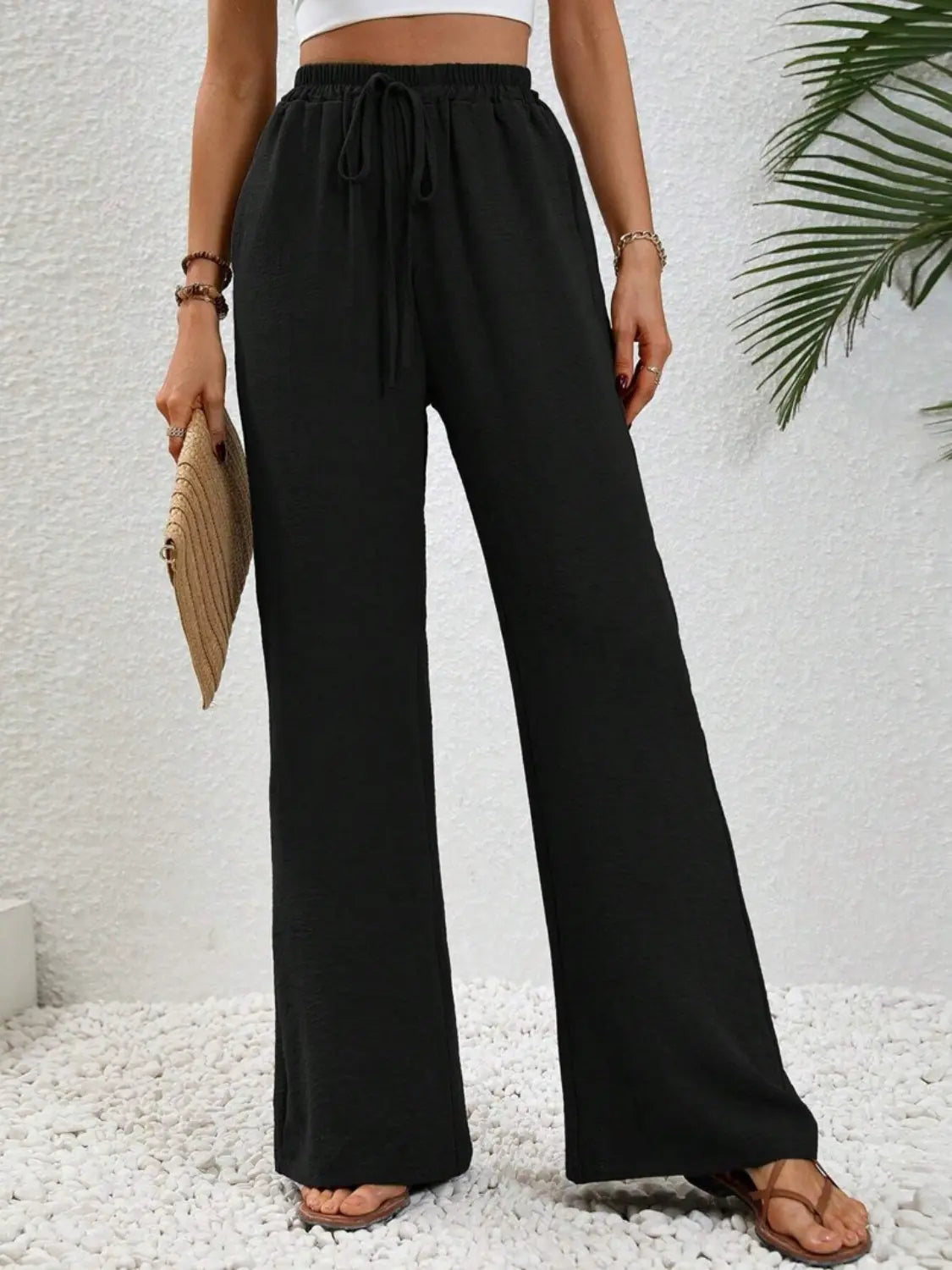 Wide Leg Drawstring Pants - Be Bliss Boutique