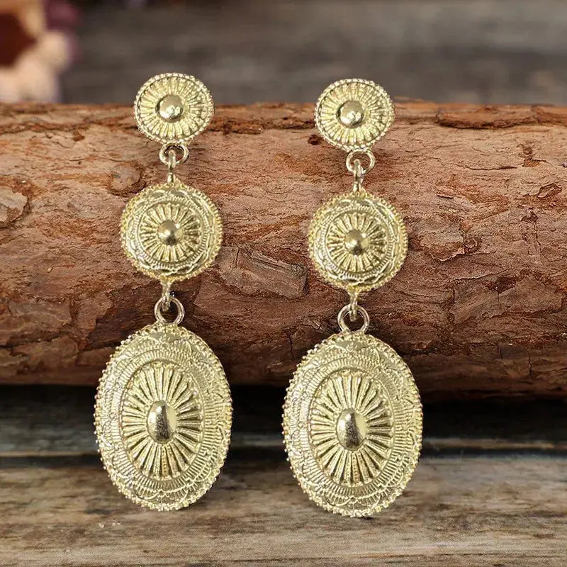 Vintage Western Concho-Style Alloy Dangle Earrings - Be Bliss Boutique