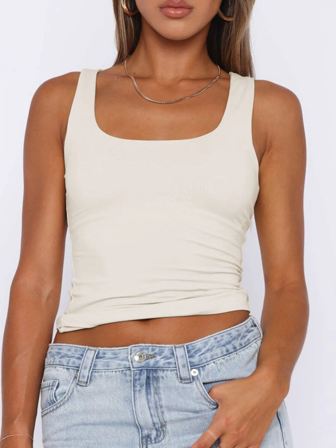 Women's Square Neck Wide Strap Tank Top - Be Bliss Boutique