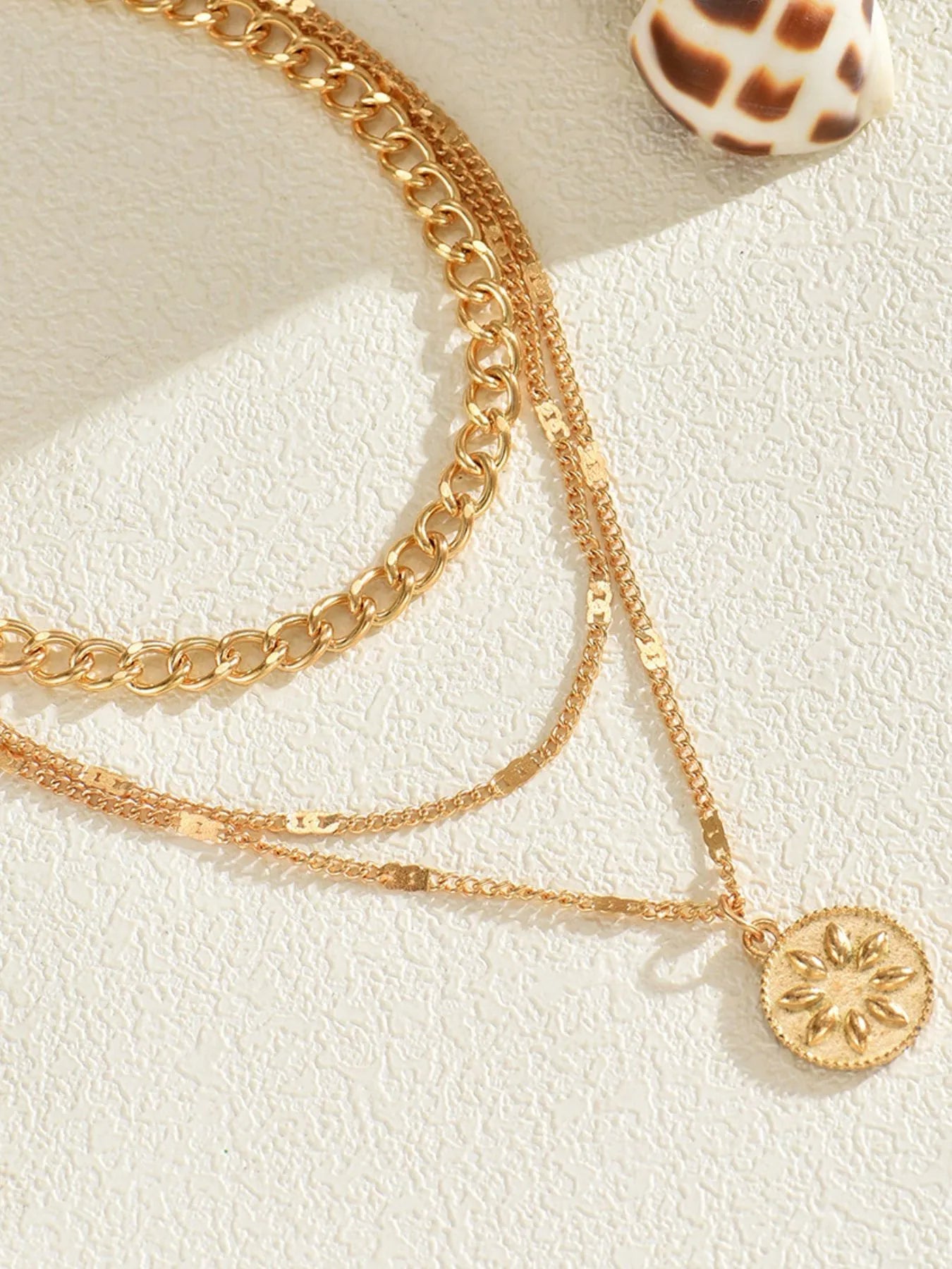 18K Gold-Plated Layered Sun Medallion Necklace - Be Bliss Boutique