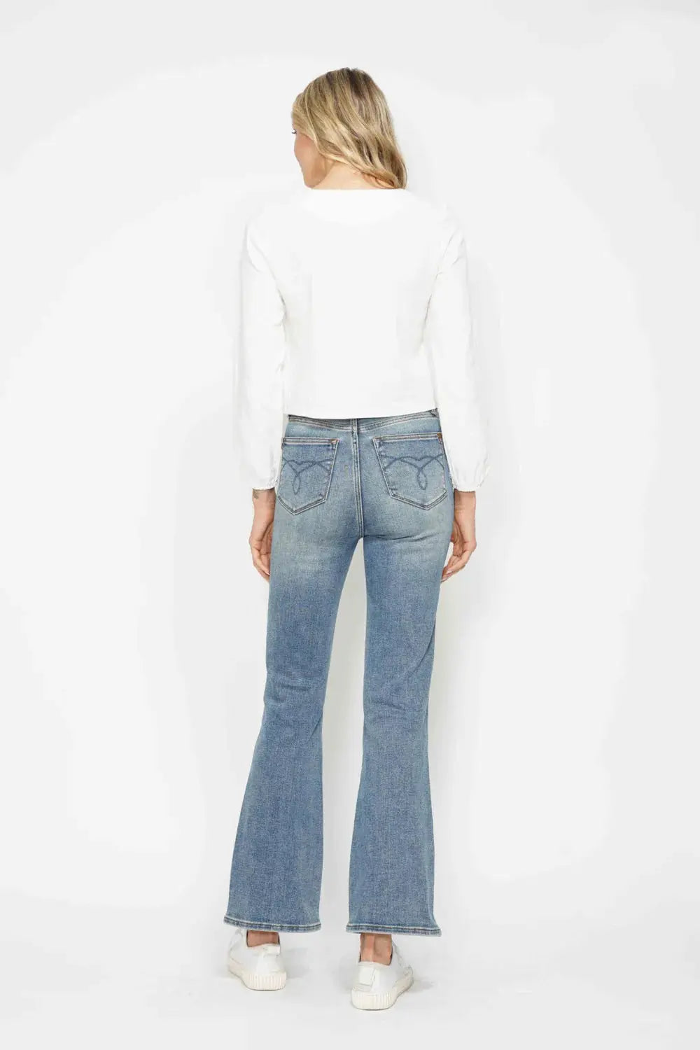 Judy Blue Jeans - Full Size Tummy Control Bootcut Jeans w/ Back Embroidered Pockets - Be Bliss Boutique