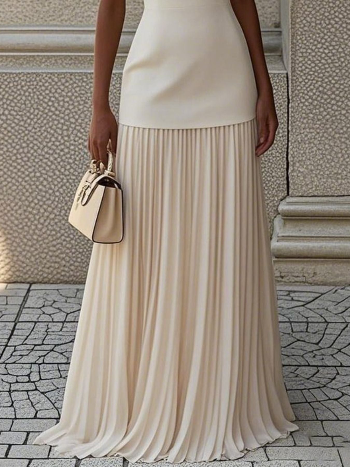 Elegant Sleeveless Pleated Maxi Dress - Be Bliss Boutique
