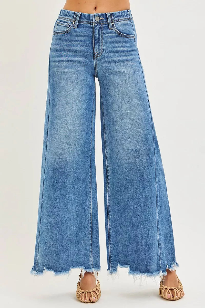 RISEN Jeans - High Rise Ankle Wide Jeans - Be Bliss Boutique