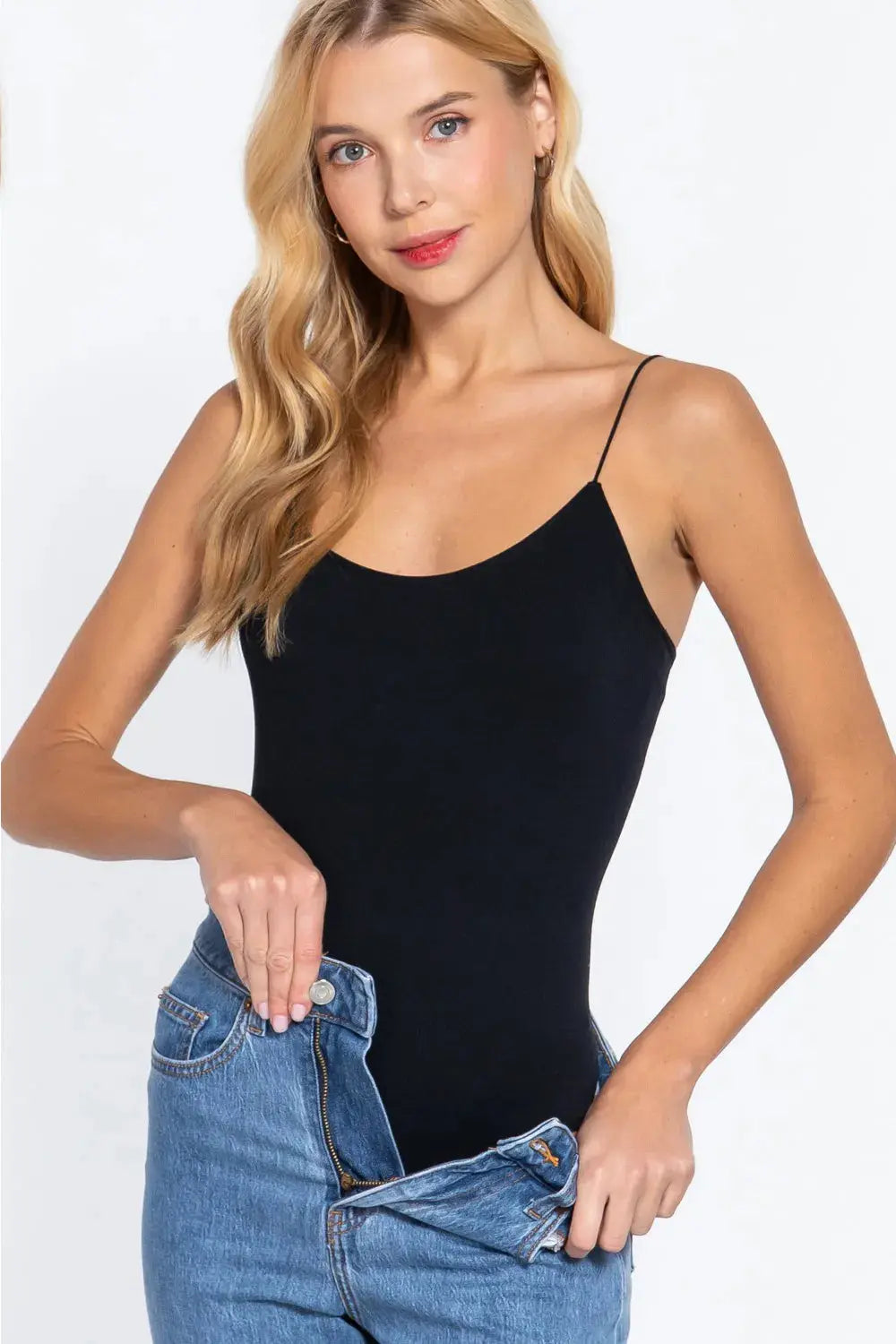 ACTIVE BASIC Ribbed Round Neck Seamless Cami Bodysuit - Be Bliss Boutique