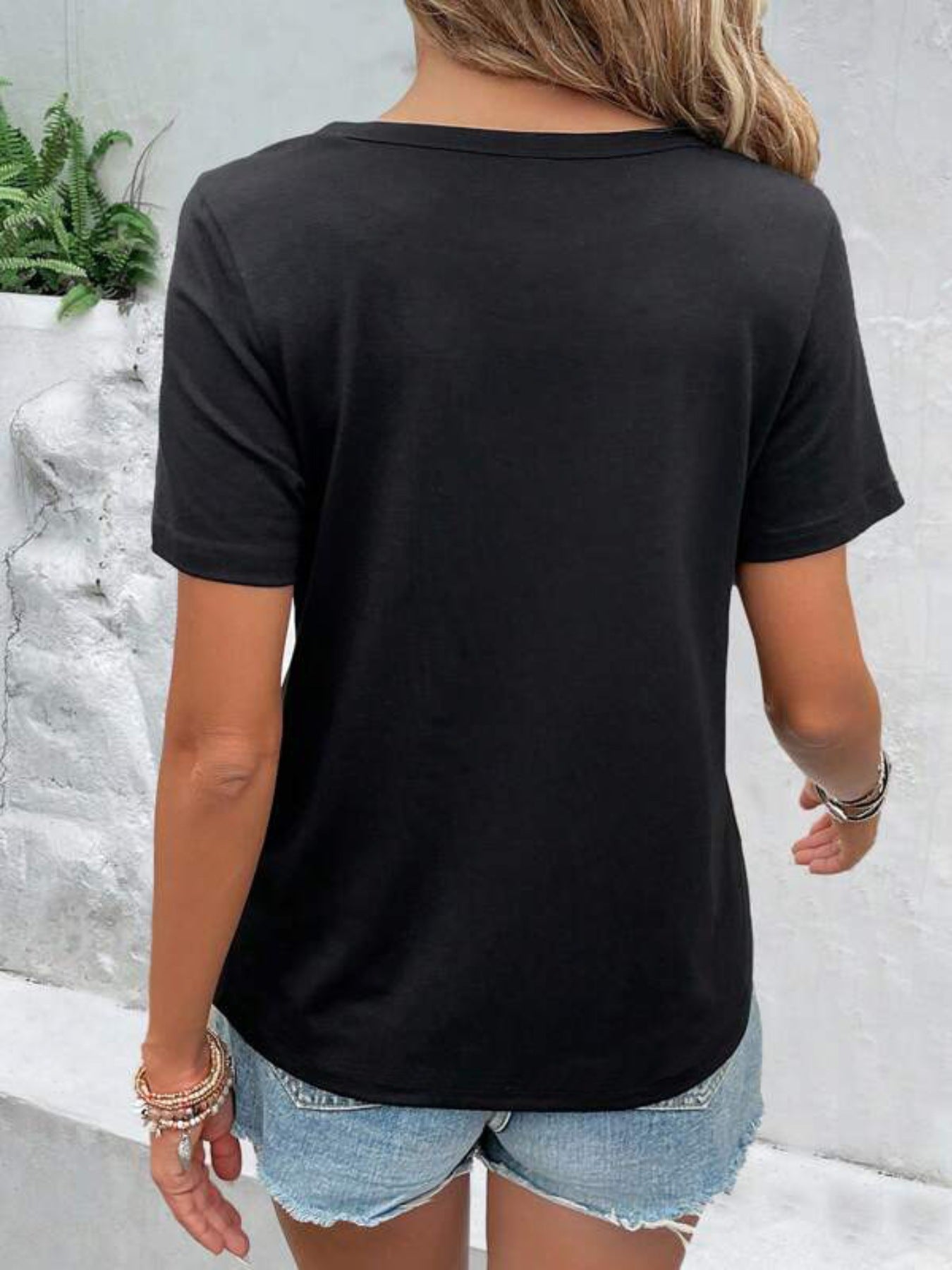 Women's Black Cutout T Shirt - Be Bliss Boutique