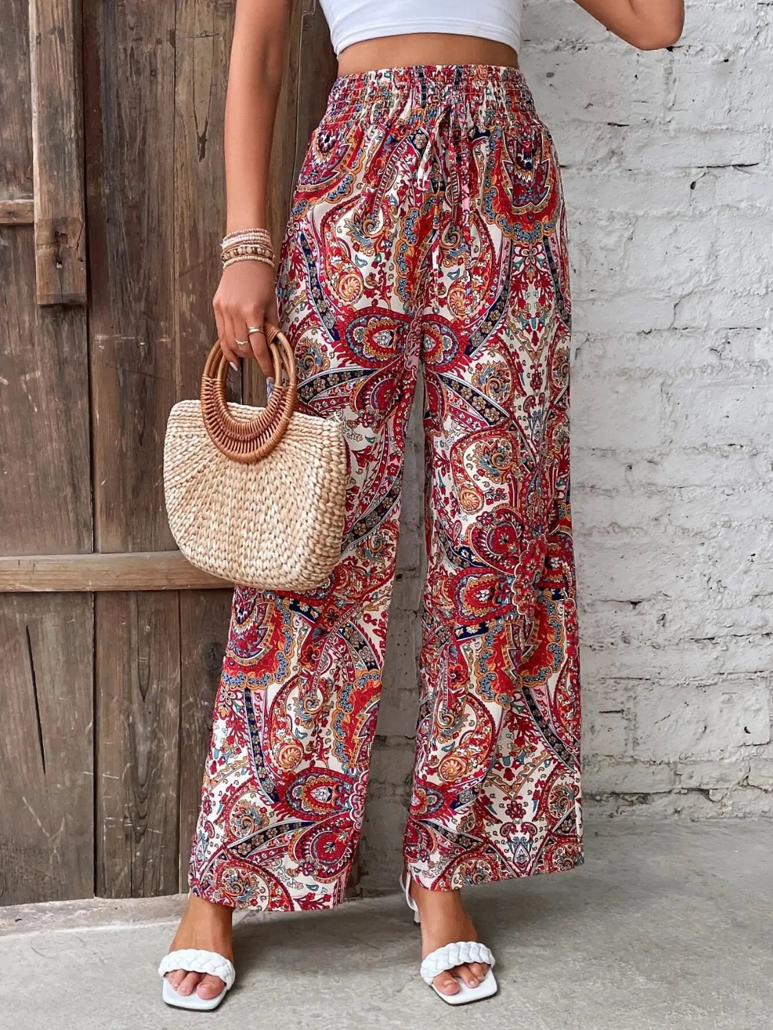 Printed Wide Leg Pants - Be Bliss Boutique