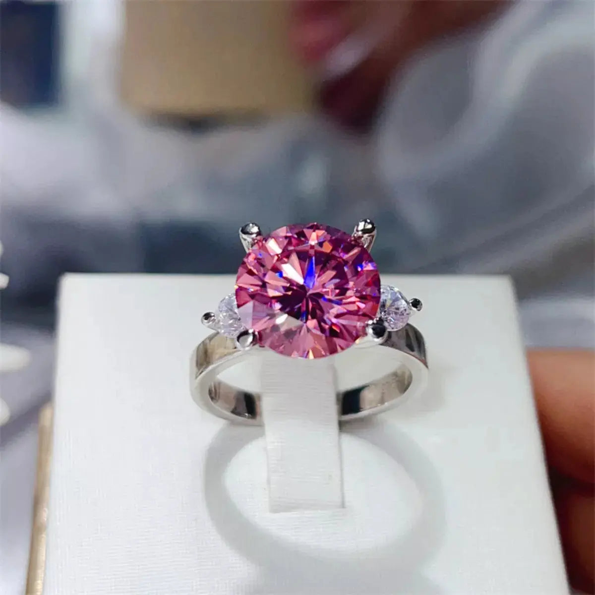 925 Sterling Silver Pink 5 Carat Moissanite Ring - Be Bliss Boutique