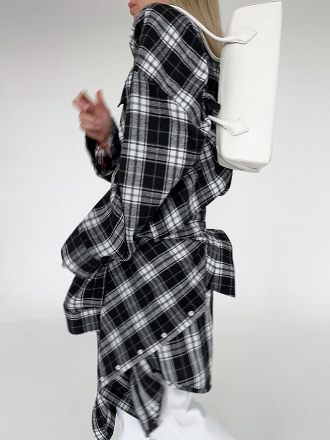 Black Oversized Plaid Button Up Shirt - Be Bliss Boutique