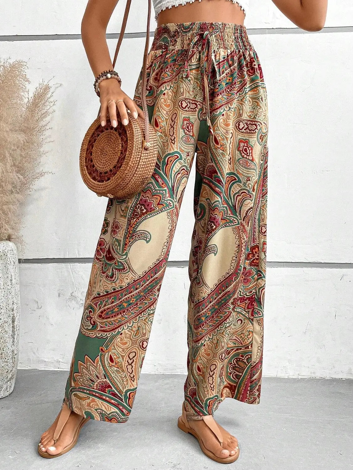 Printed Wide Leg Pants - Be Bliss Boutique