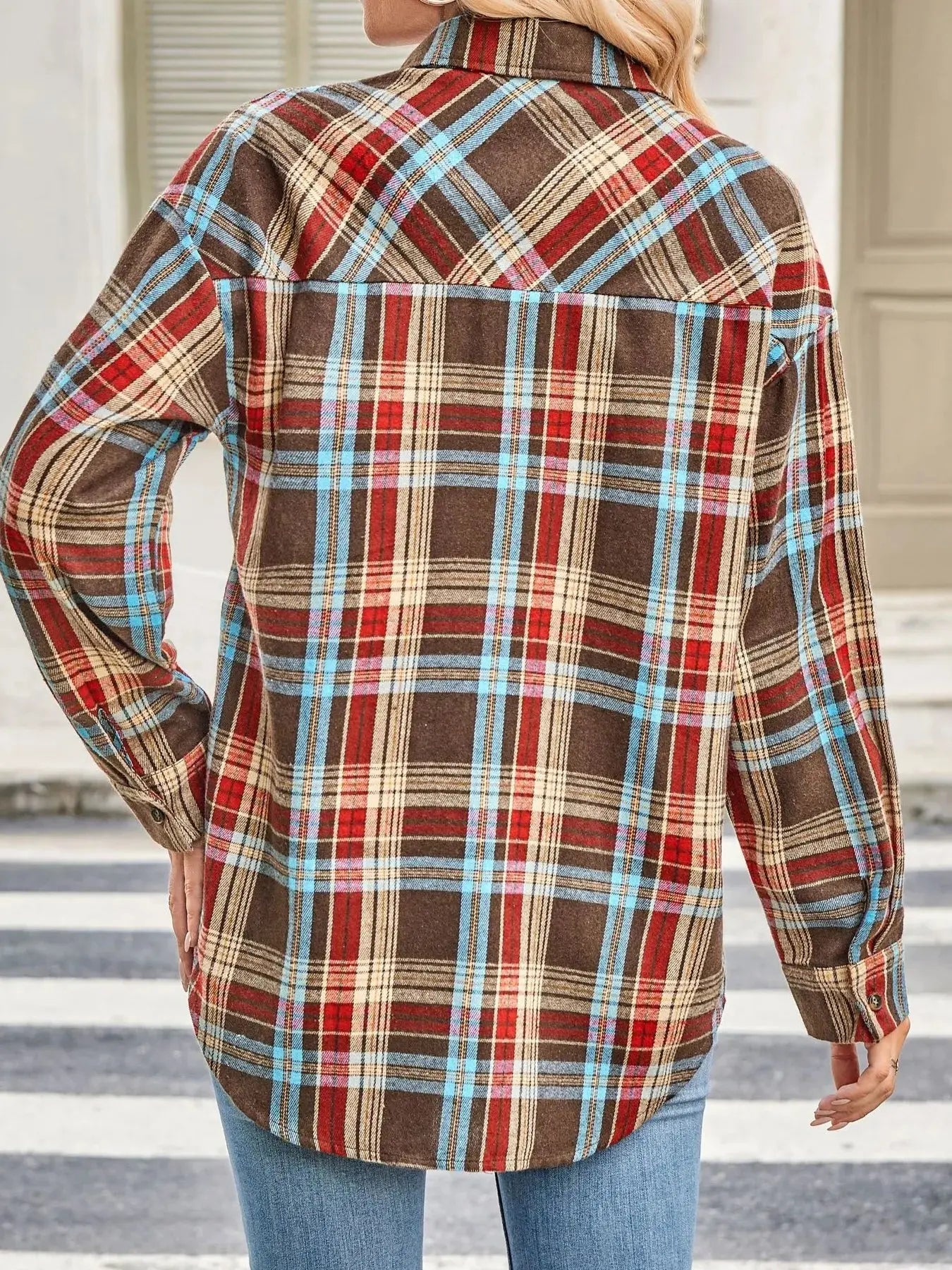 Oversized Plaid Button Up Long Sleeve Shirt - Be Bliss Boutique