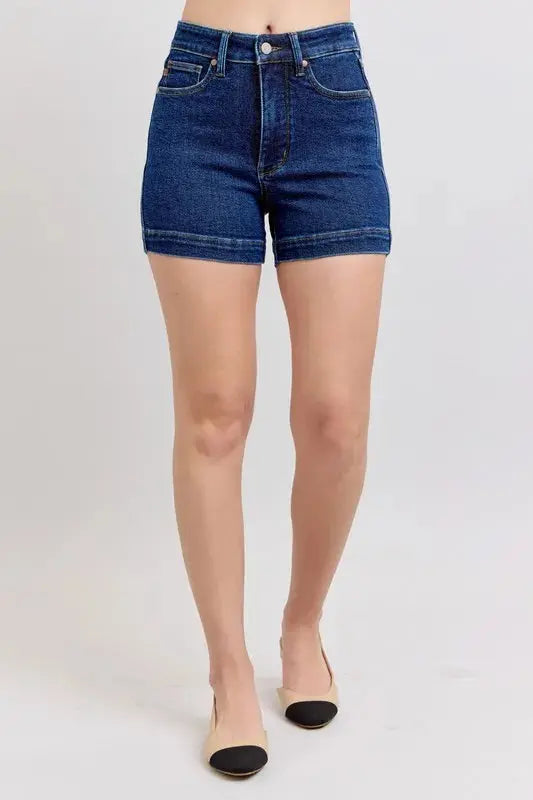 Judy Blue Jeans - Plus Size High Waist Tummy Control Denim Shorts - Be Bliss Boutique