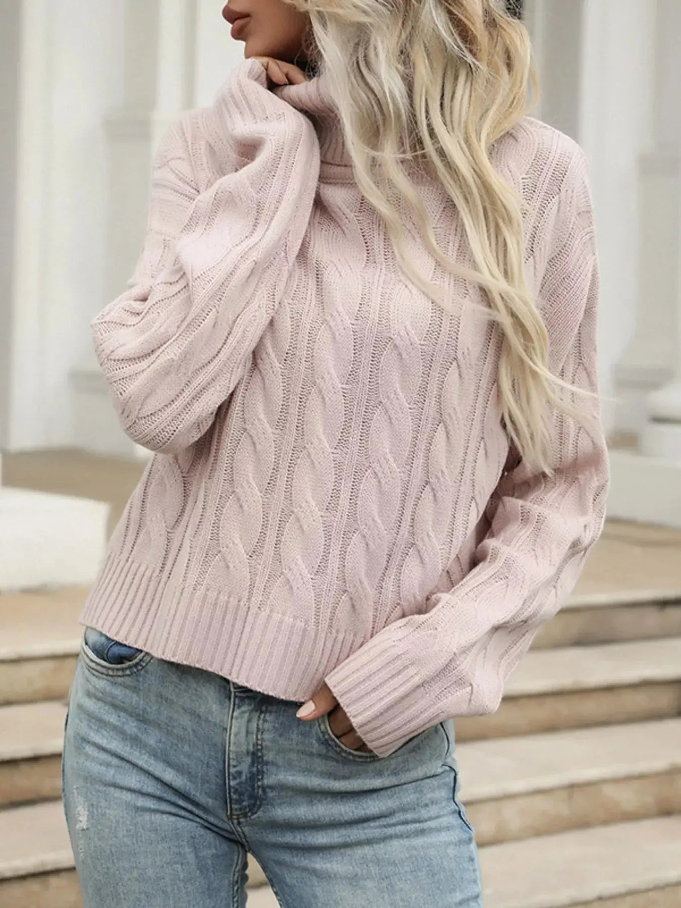 Cable Knit Turtleneck Sweater - Be Bliss Boutique