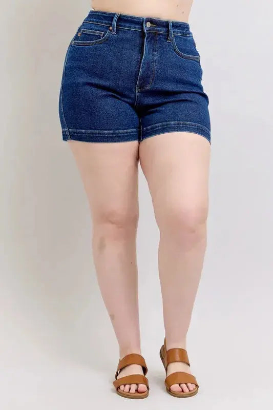 Judy Blue Jeans - Plus Size High Waist Tummy Control Denim Shorts - Be Bliss Boutique