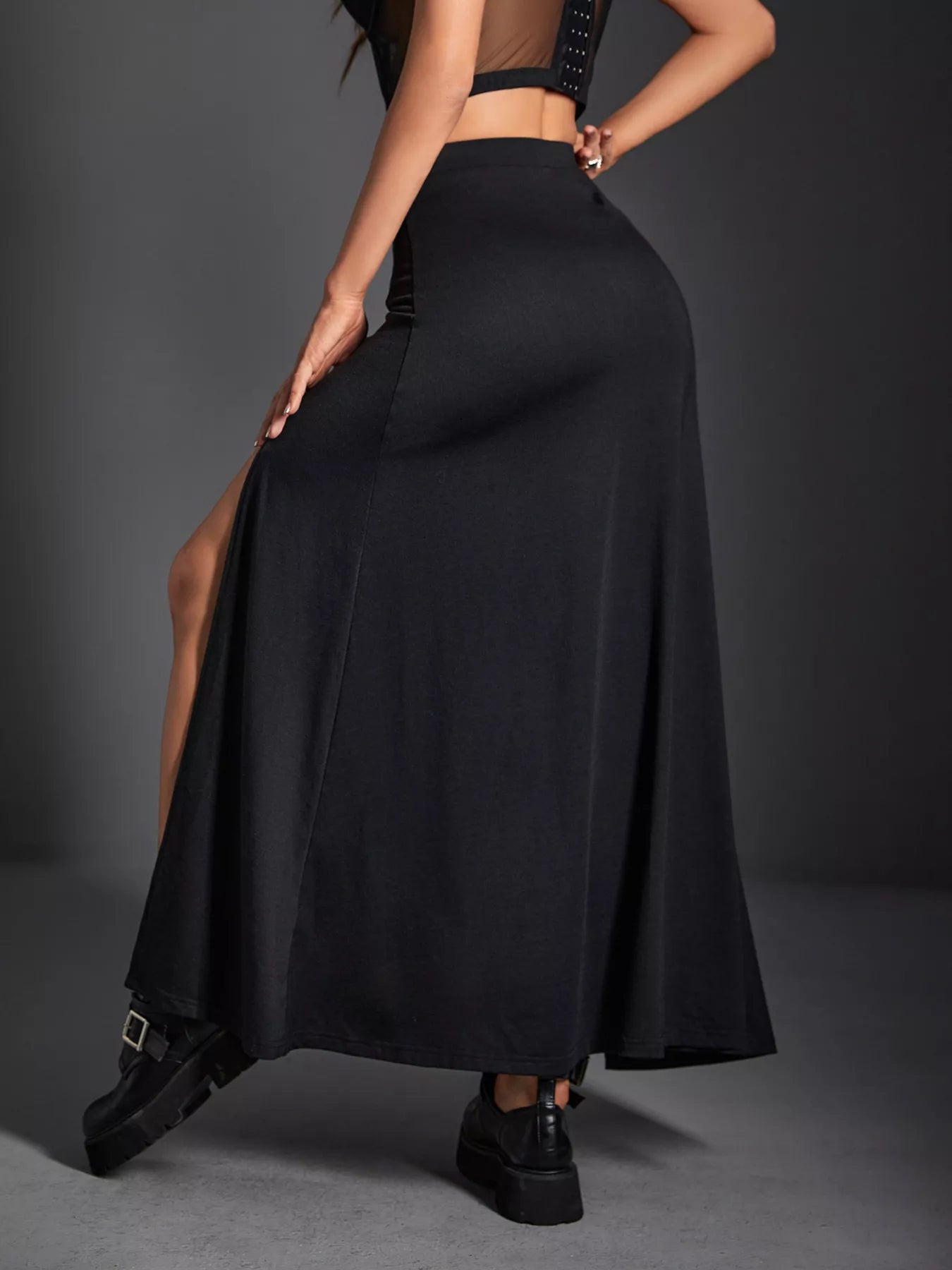 Double Slit High Waist Skirt - Be Bliss Boutique