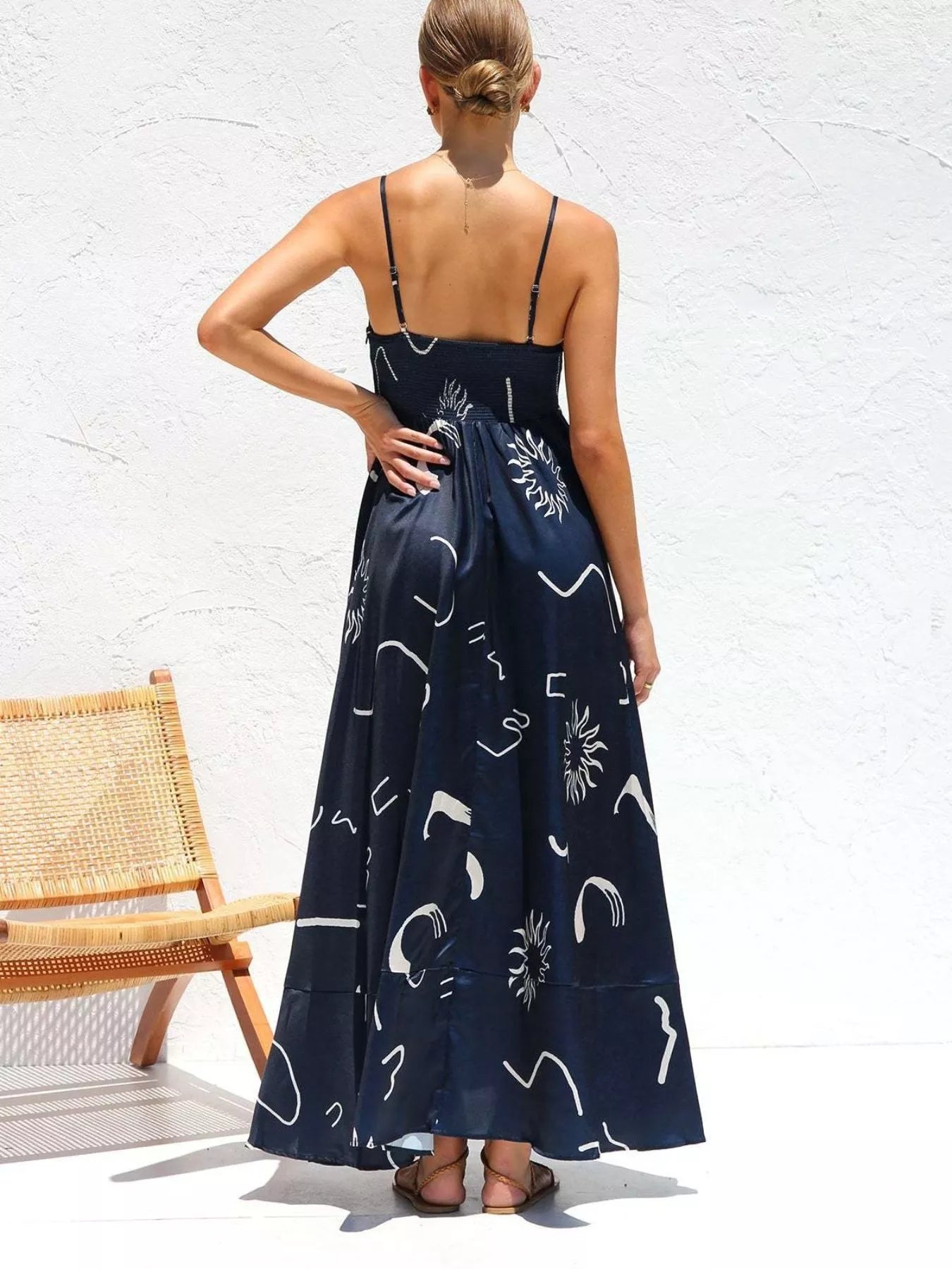 Printed Spaghetti Strap Maxi Dress - Be Bliss Boutique