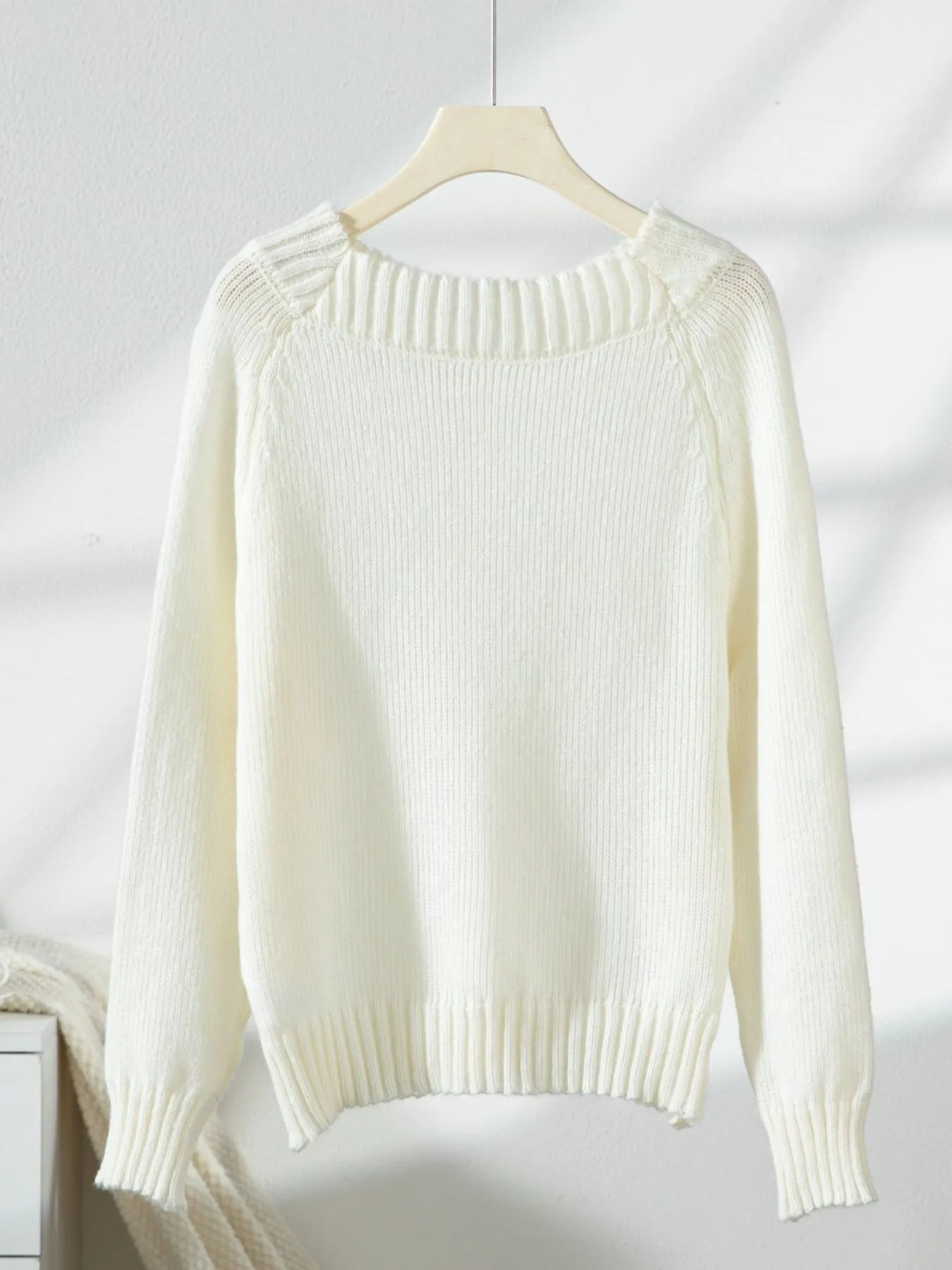 Ribbed Knit Boat Neck Sweater - Be Bliss Boutique