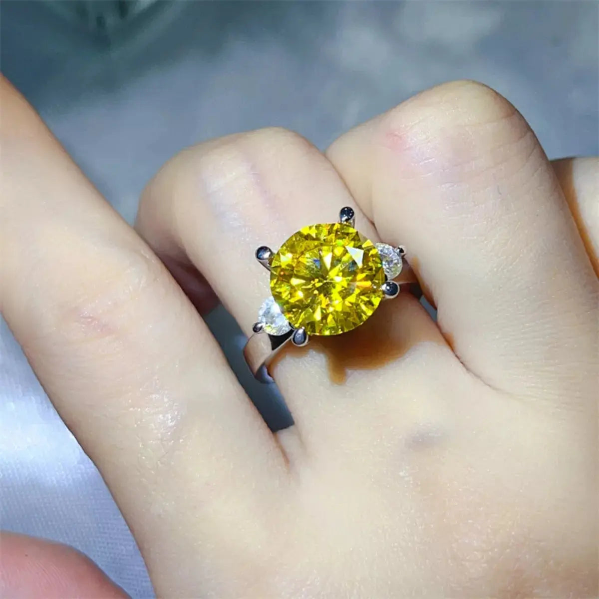 925 Sterling Silver Yellow 5 Carat Moissanite Ring - Be Bliss Boutique