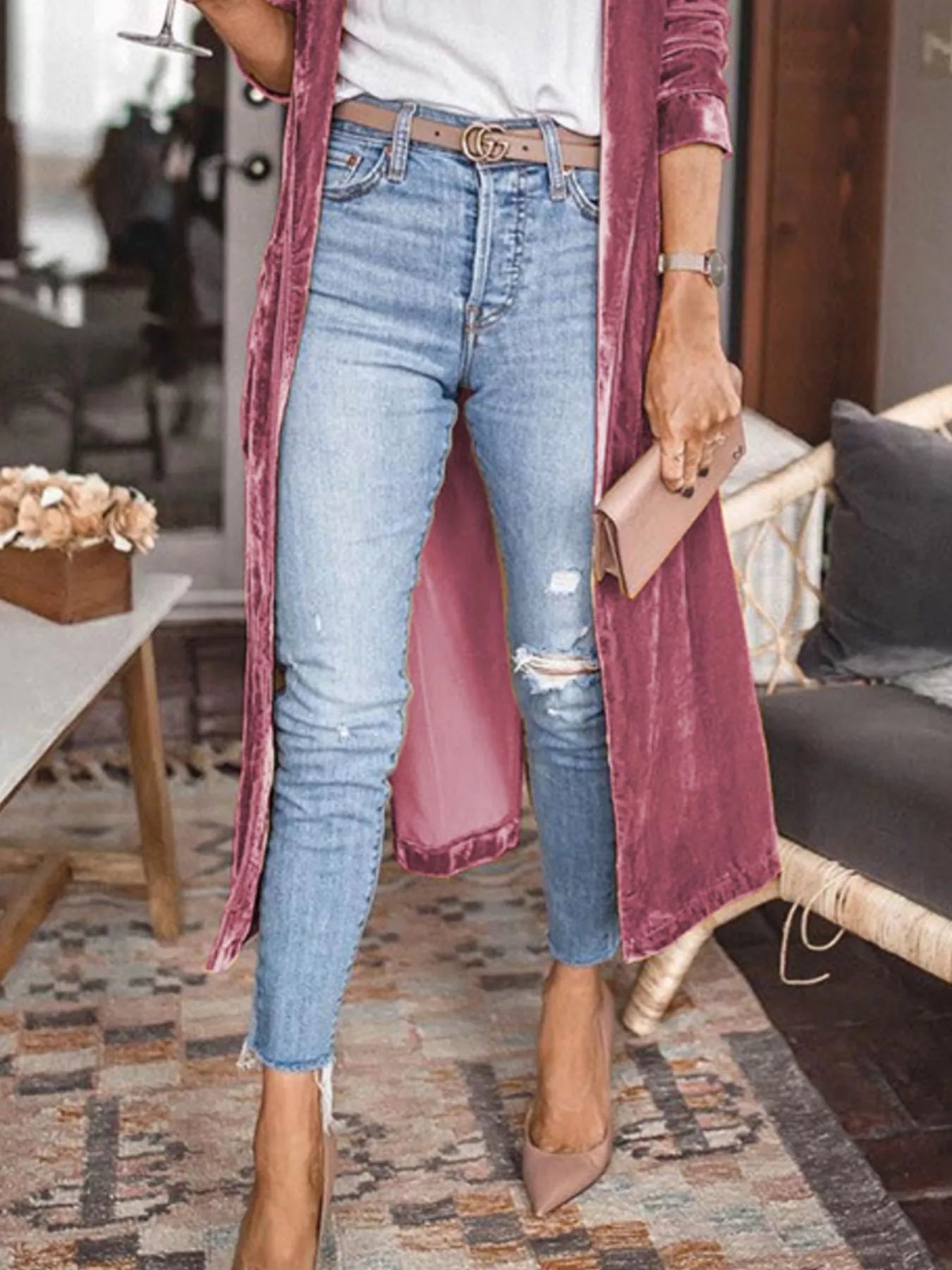 Open Front Long Sleeve Longline Cardigan -  Be Bliss Boutique