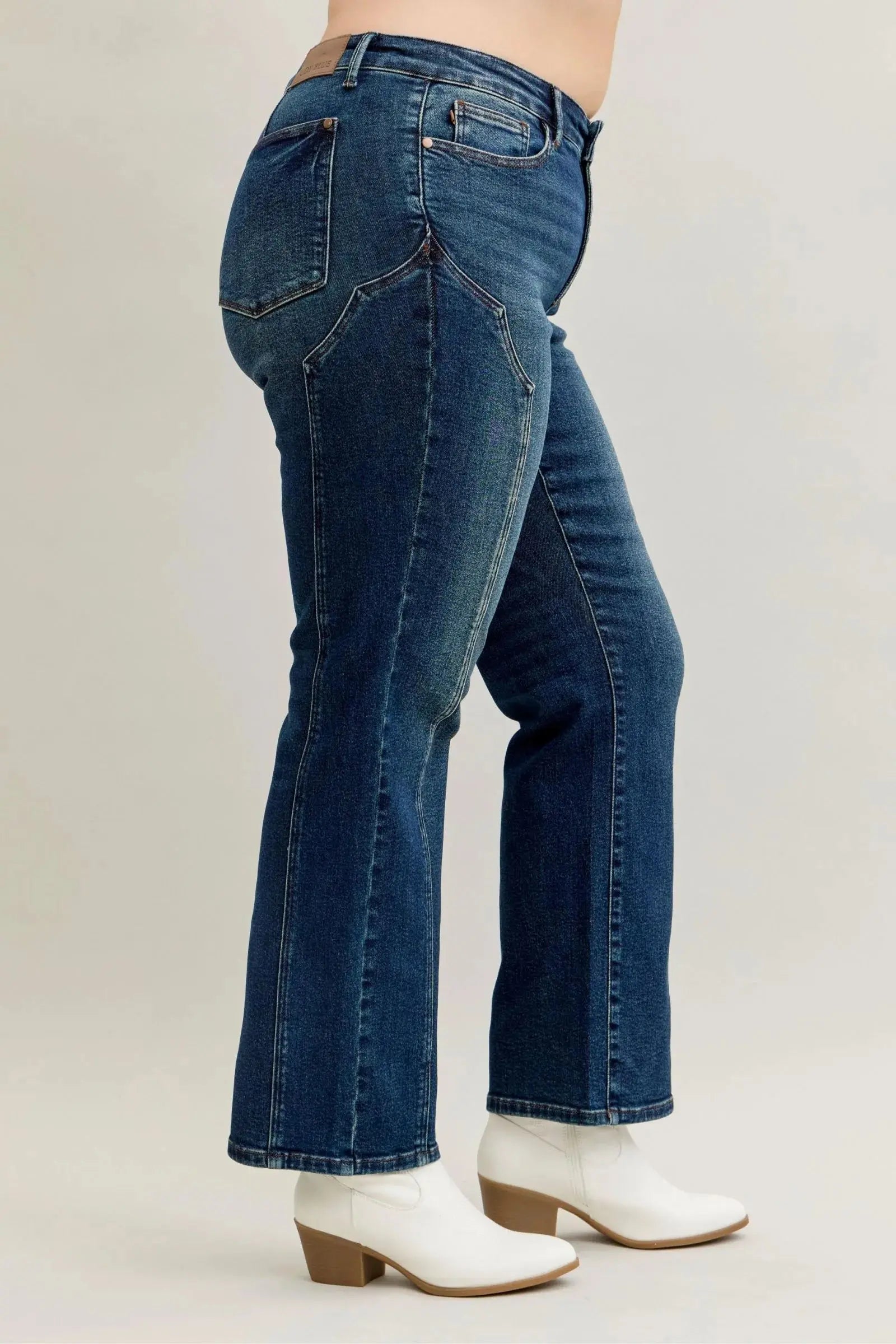 Plus Size Seam Detailed Straight Leg Judy Blue Jeans - Be Bliss Boutique