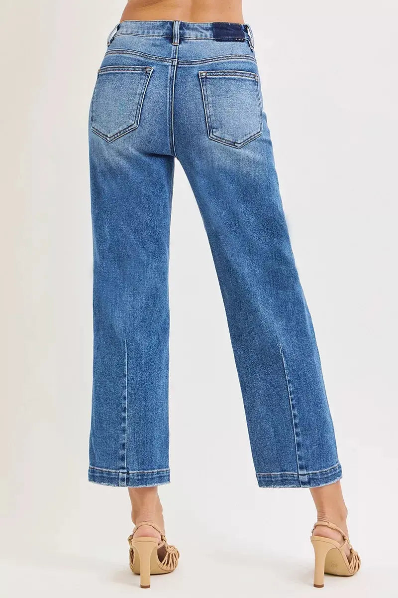 RISEN Jeans - Full Size High Rise Crop Boyfriend Tapered Jeans - Be Bliss Boutique