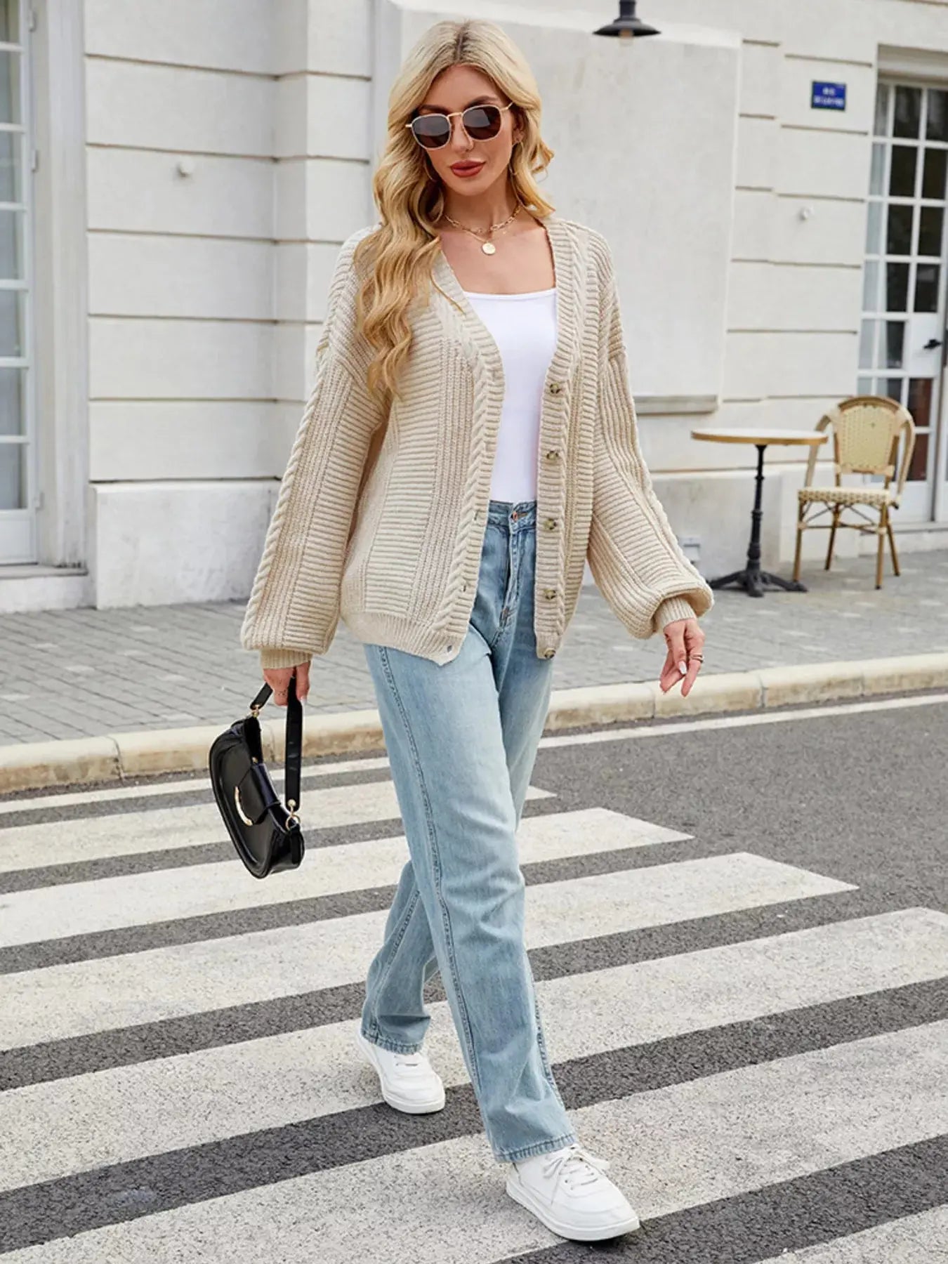 Button Up Long Sleeve Cardigan - Be Bliss Boutique