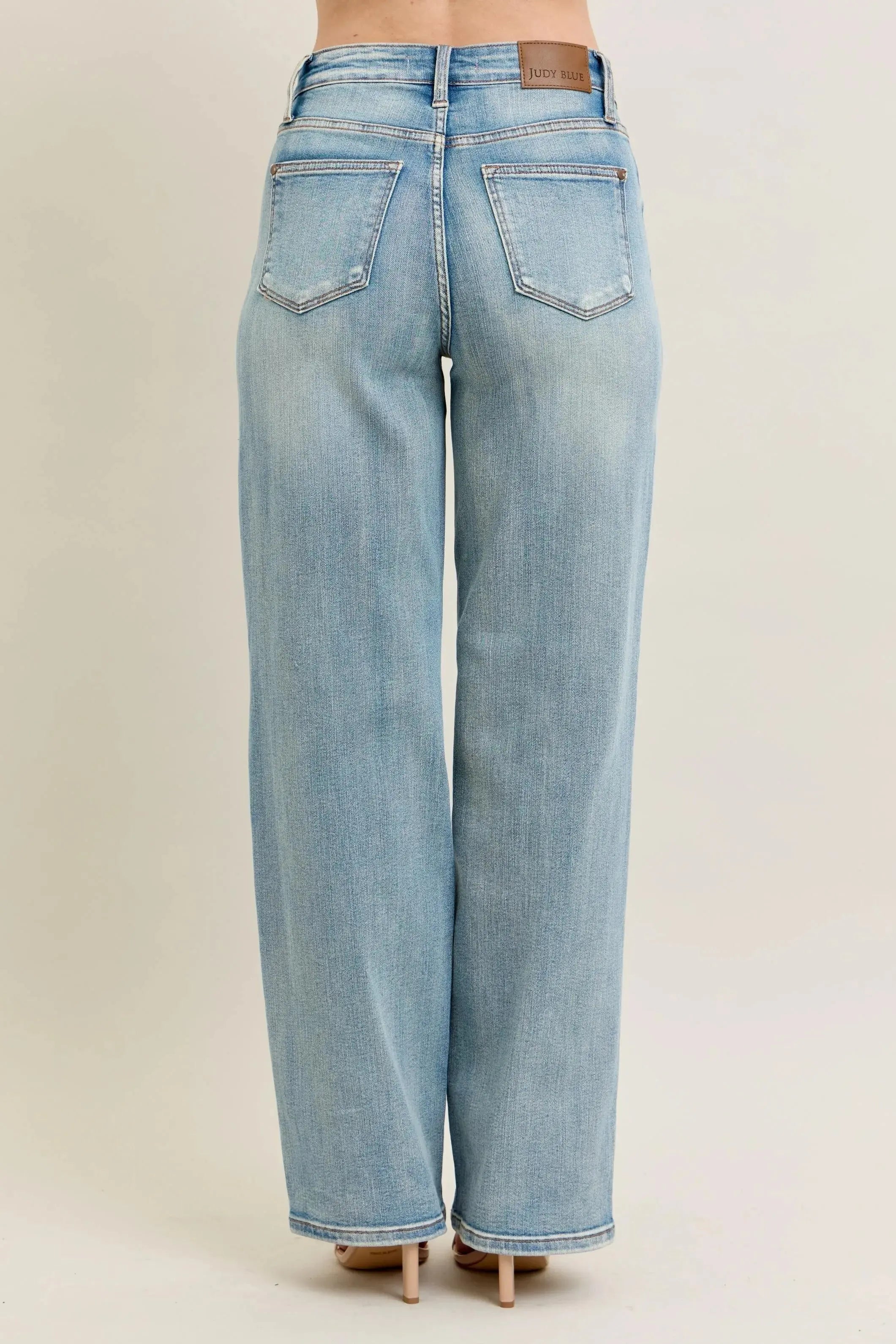 Judy Blue Jeans -Plus Size High Waist Destroy & Knee Patch Straight Leg - Be Bliss Boutique