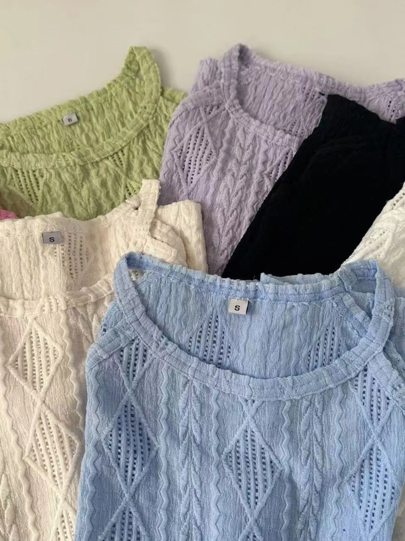 Round Neck Eyelet Textured Tank Top - Be Bliss Boutique