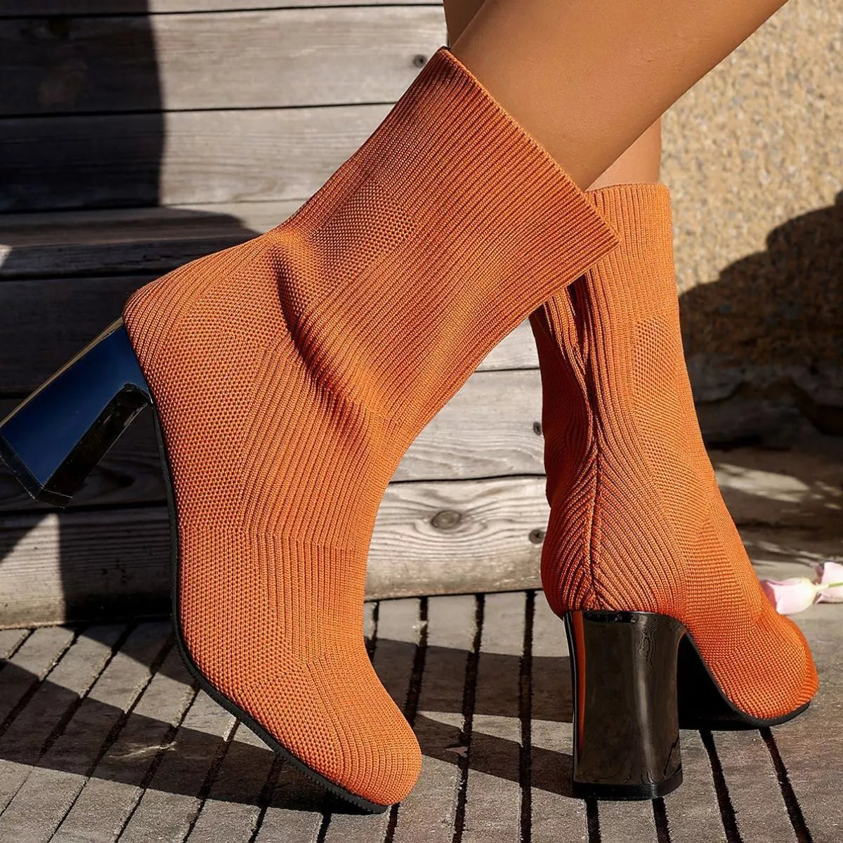 Round Toe Block Heels Boots - Be Bliss Boutique