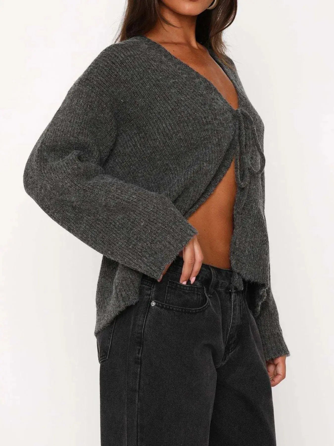 Open Front Tie Knit Sweater Cardigan – Soft Stretch Cozy Fit - Be Bliss Boutique