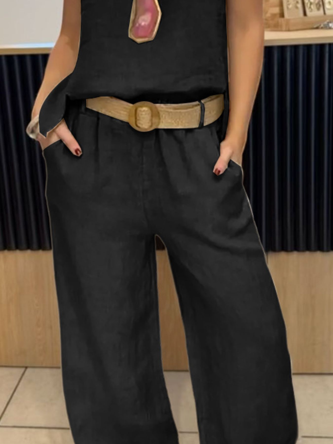 Full Size Round Neck Tank and Pants Set - Be Bliss Boutique