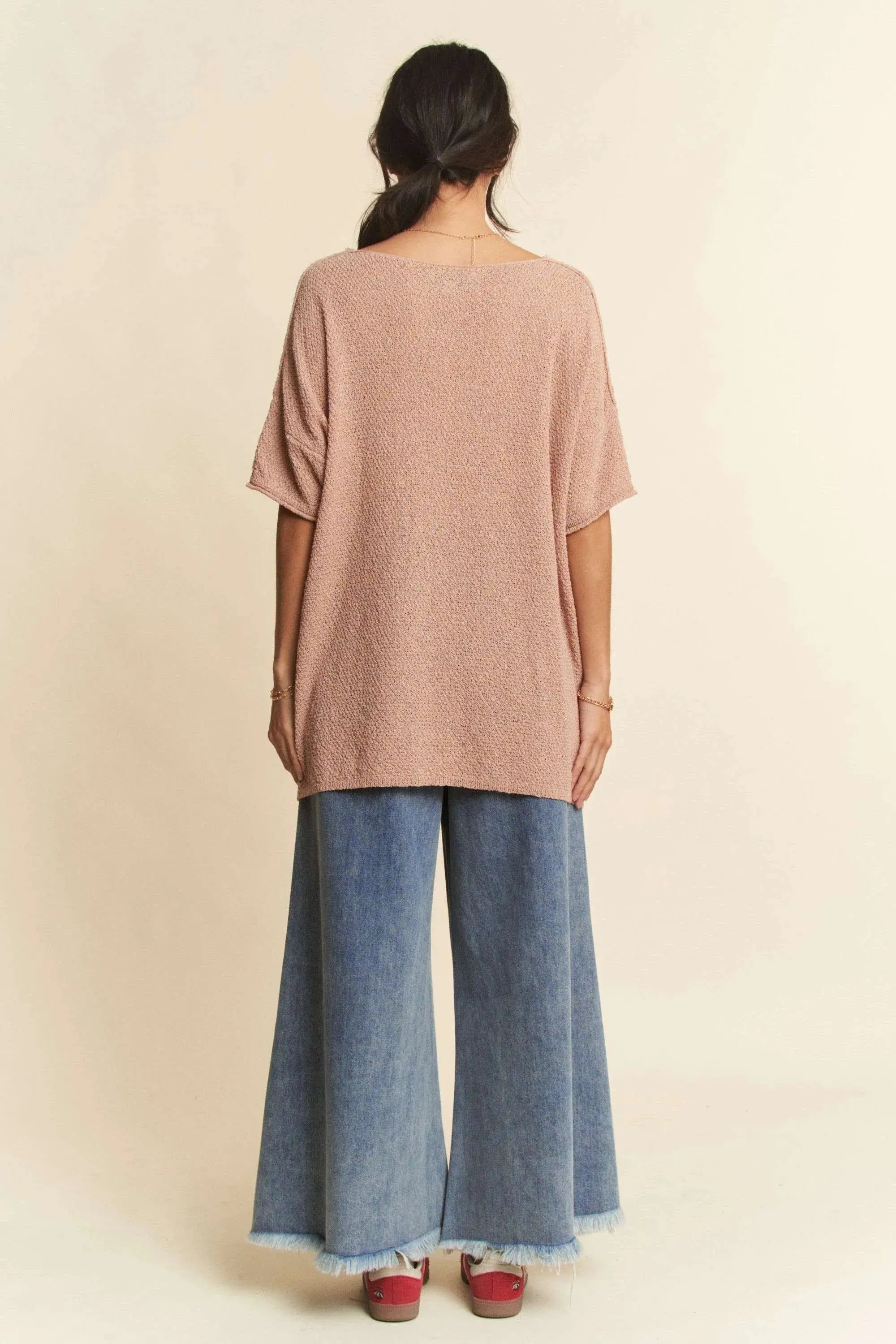 Davi & Dani Raw-Hem Patch-Pocket Wide Leg Culotte Jeans - Be Bliss Boutique