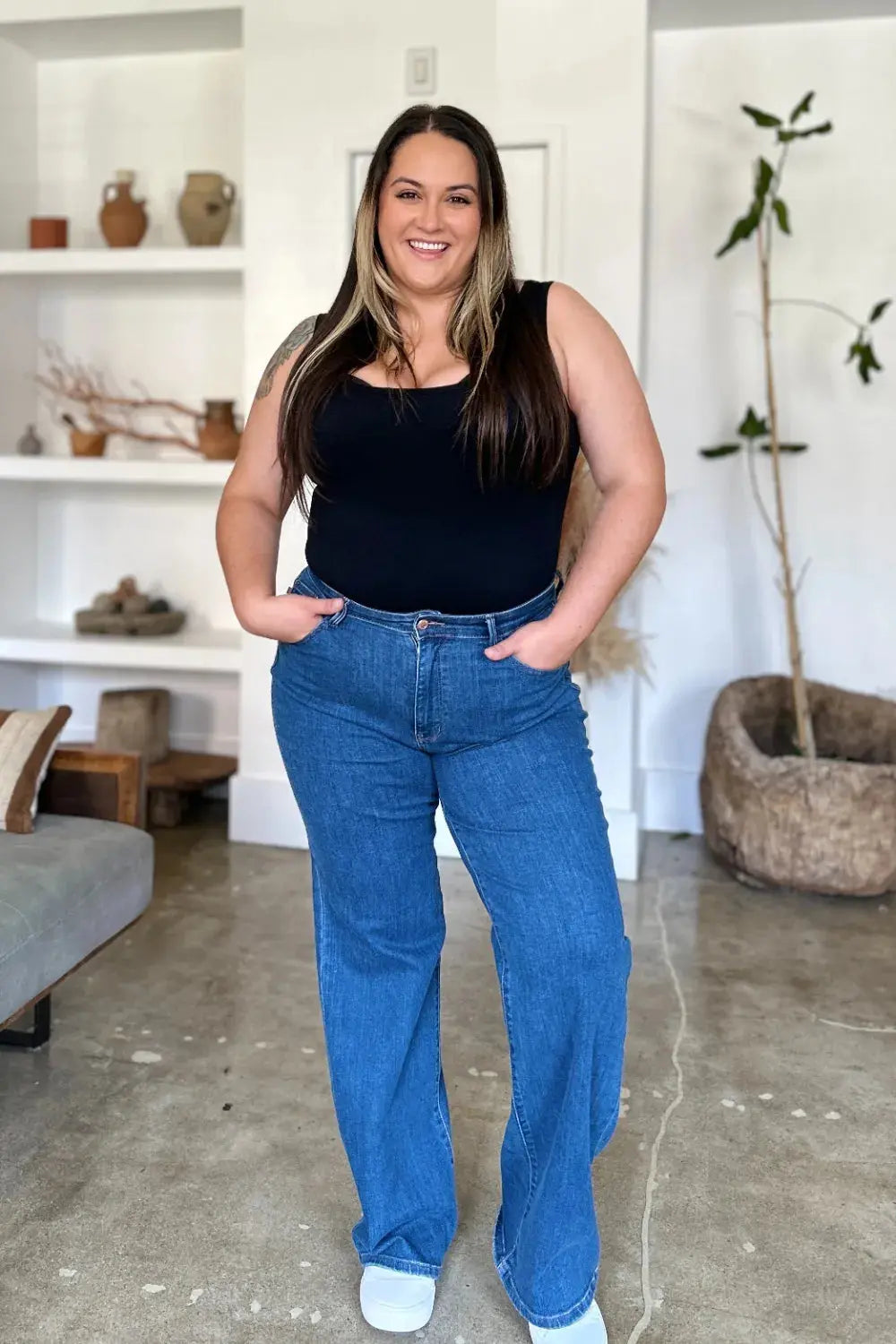 Full Size High Rise Straight Leg Judy Blue Jeans - Be Bliss Boutique