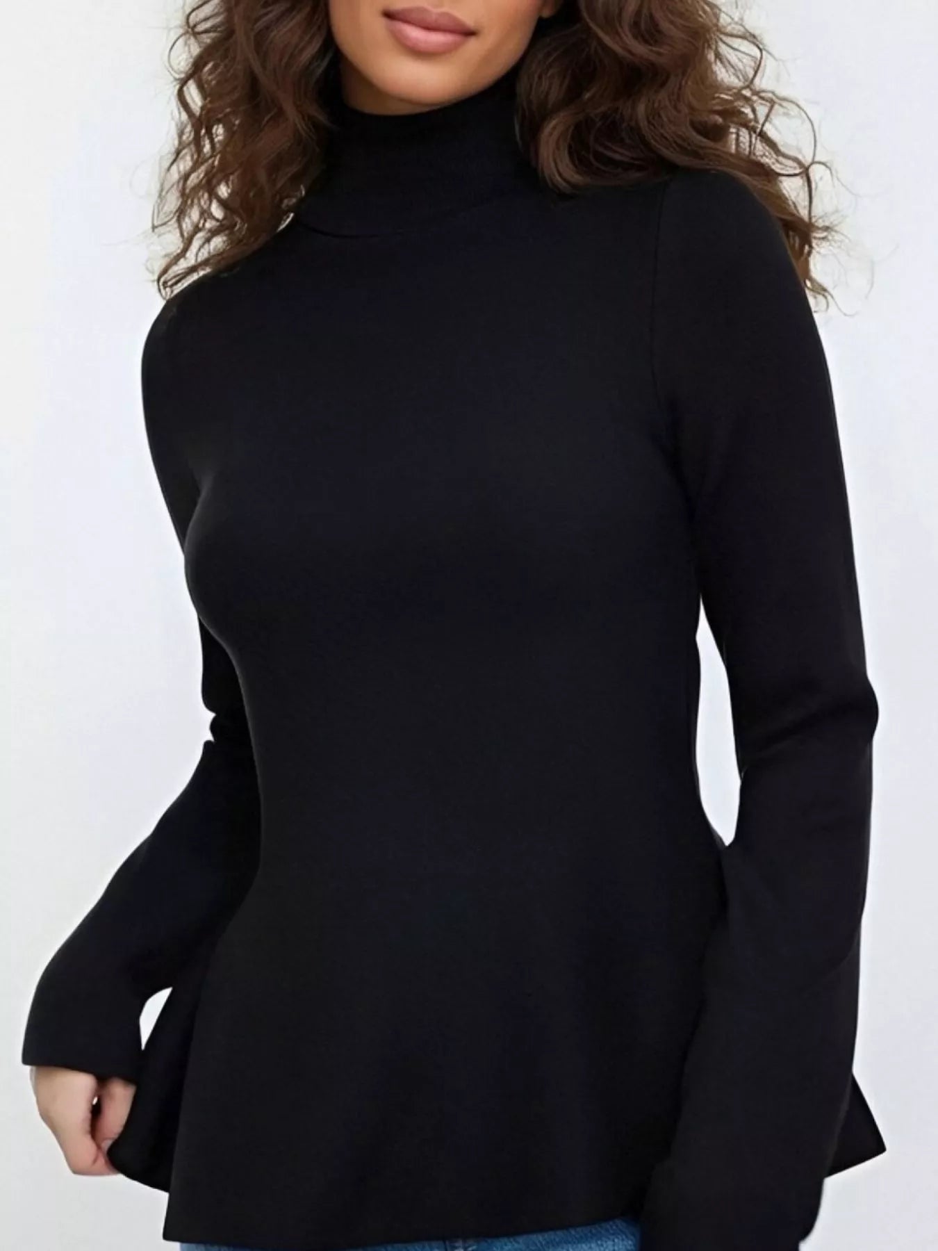 Mock Neck Long Sleeve Sweater -  Be Bliss Boutique