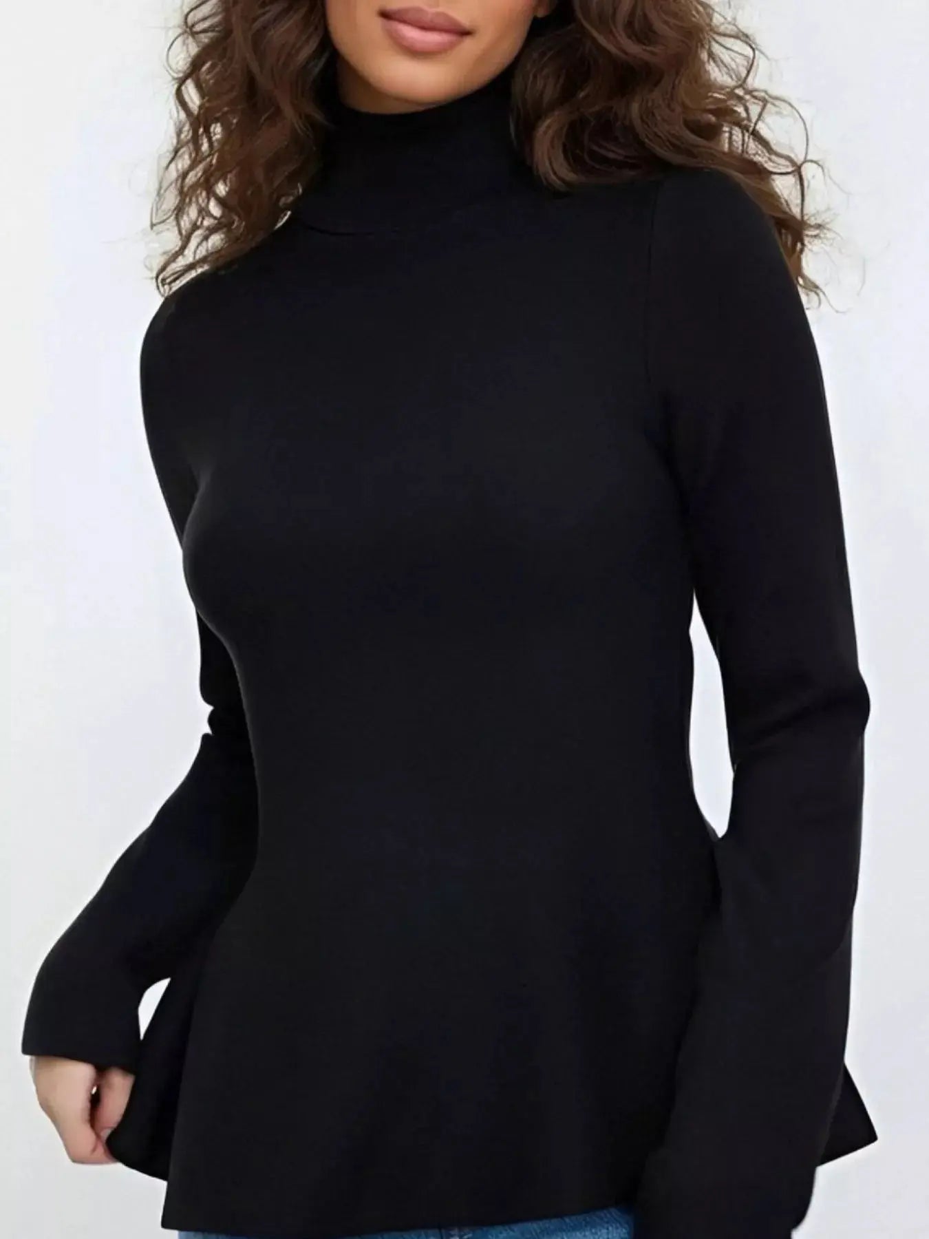 Mock Neck Long Sleeve Sweater - Be Bliss Boutique