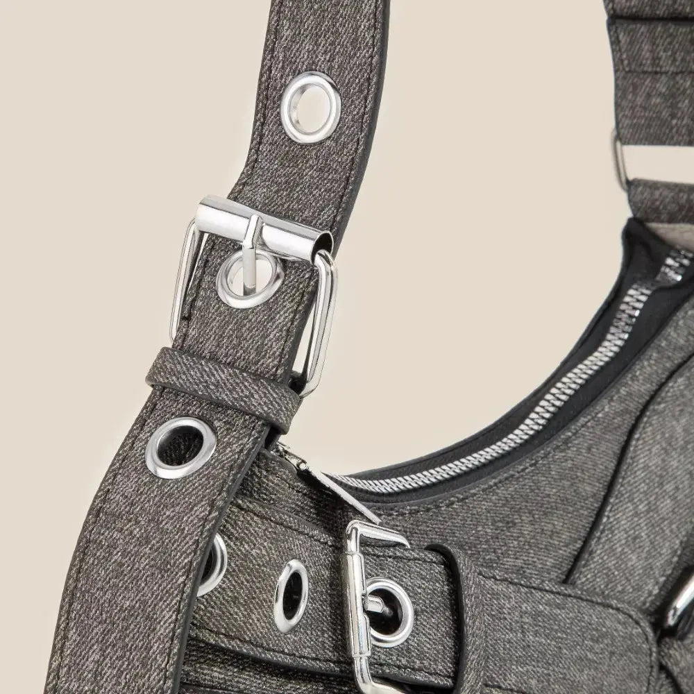 Fame Denim Belt Accent Shoulder Bag - Be Bliss Boutique