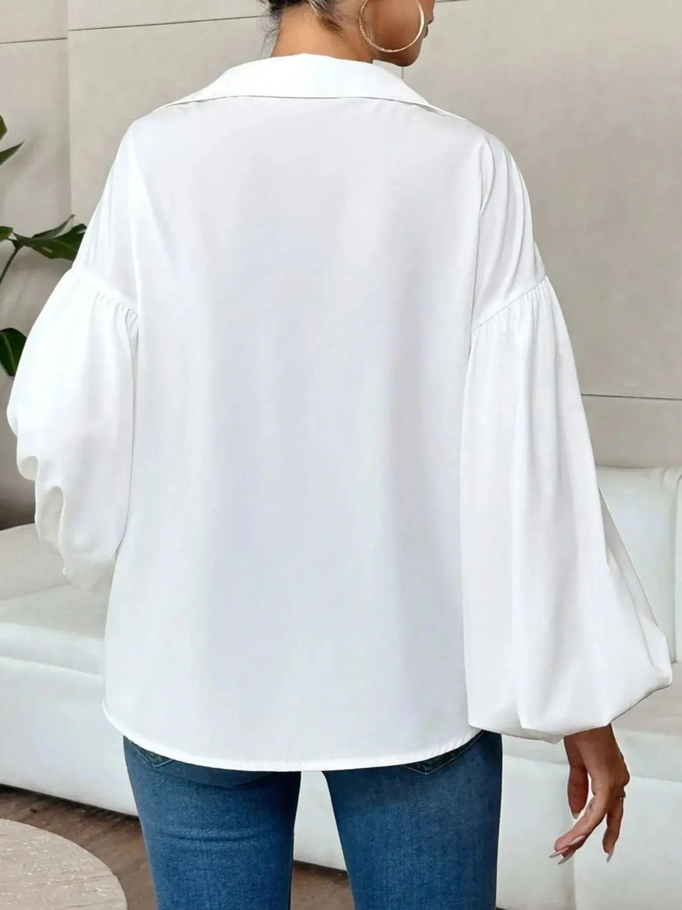 Oversized Polka Dot Balloon Sleeve Blouse - Be Bliss Boutique