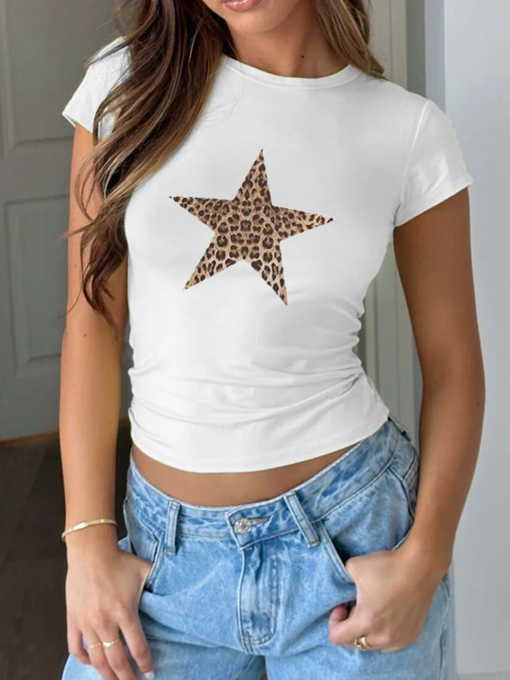 Devine Star Round Neck Short Sleeve T-Shirt - Be Bliss Boutique