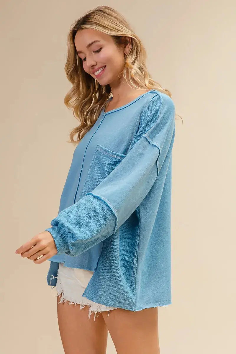 BiBi Pocket Front Oversized Womens Sweatshirt - Be Bliss Boutique
