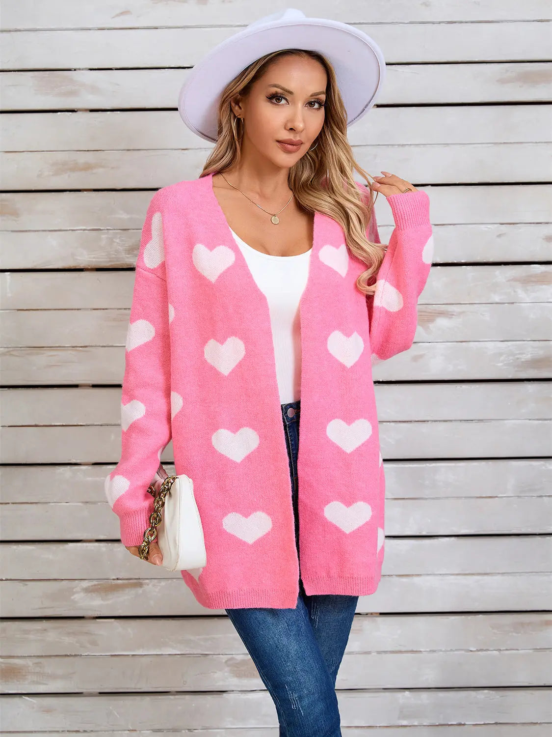 Angel Wings Heart Open Front Long Sleeve Cardigan - Be Bliss Boutique