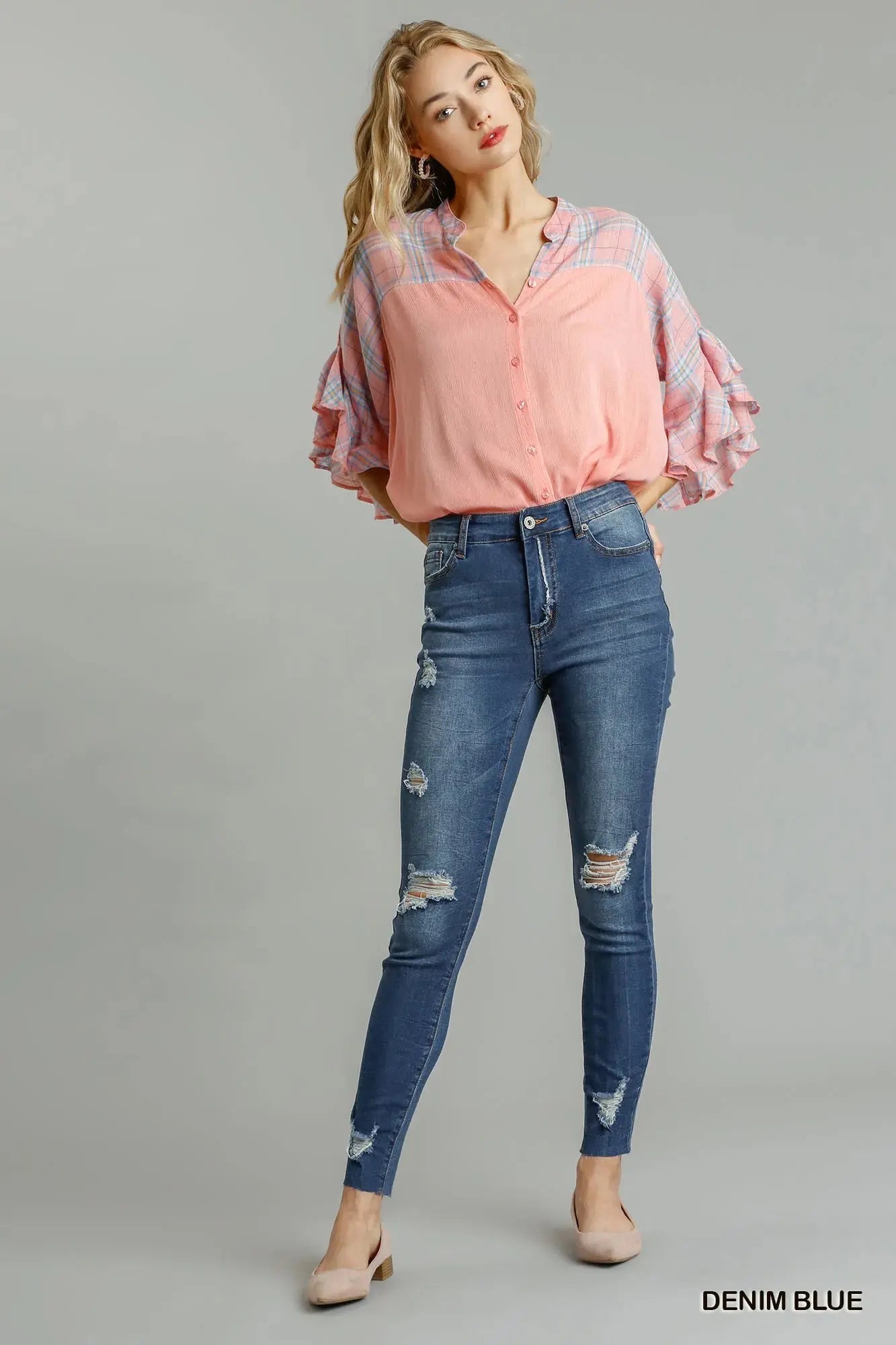 Umgee High-Waist Distressed Skinny Jeans - Be Bliss Boutique