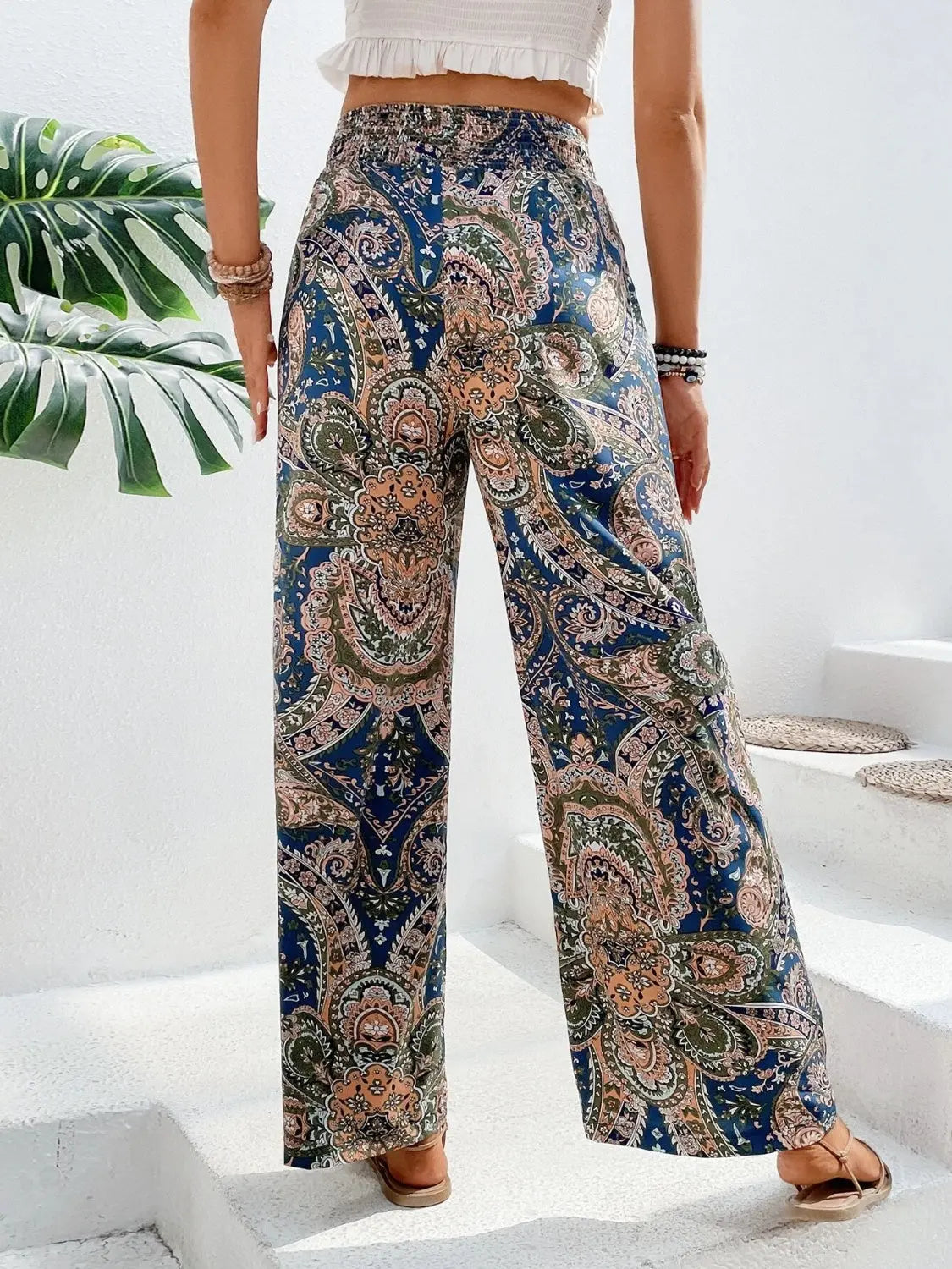 Printed Wide Leg Pants - Be Bliss Boutique