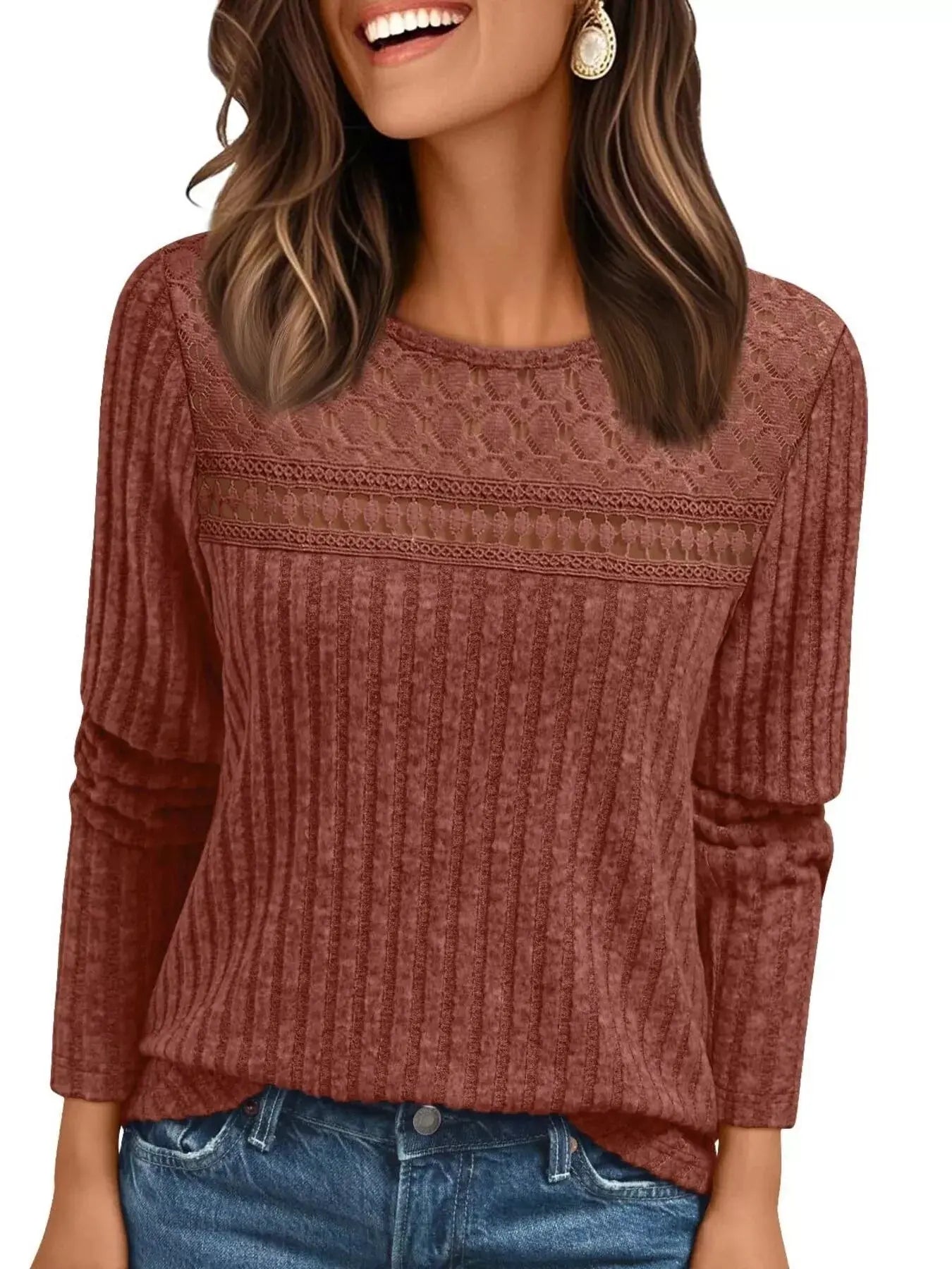 Ribbed Long Sleeve T Shirt - Be Bliss Boutique