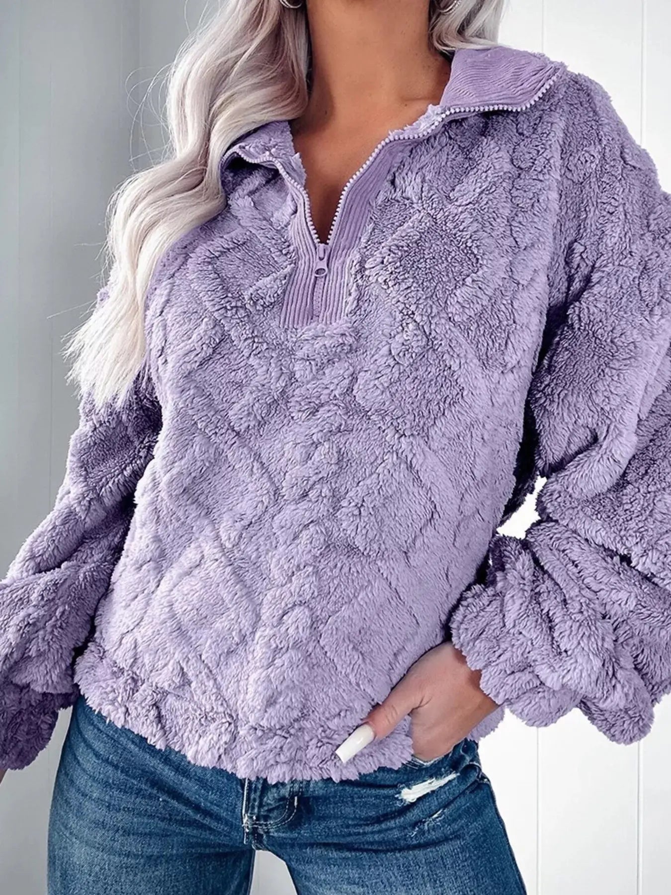 Cozy Fleece Quarter Zip Sweatshirt - Be Bliss Boutique