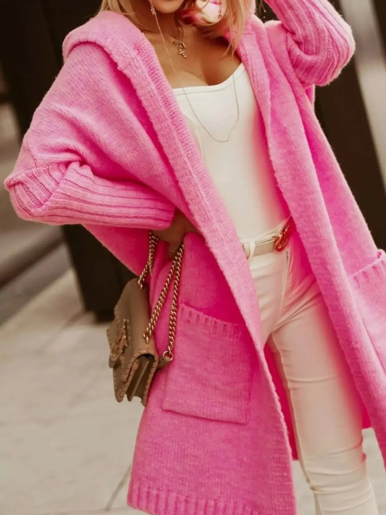 Full Size Hooded Knit Open Front Cardigan - Be Bliss Boutique