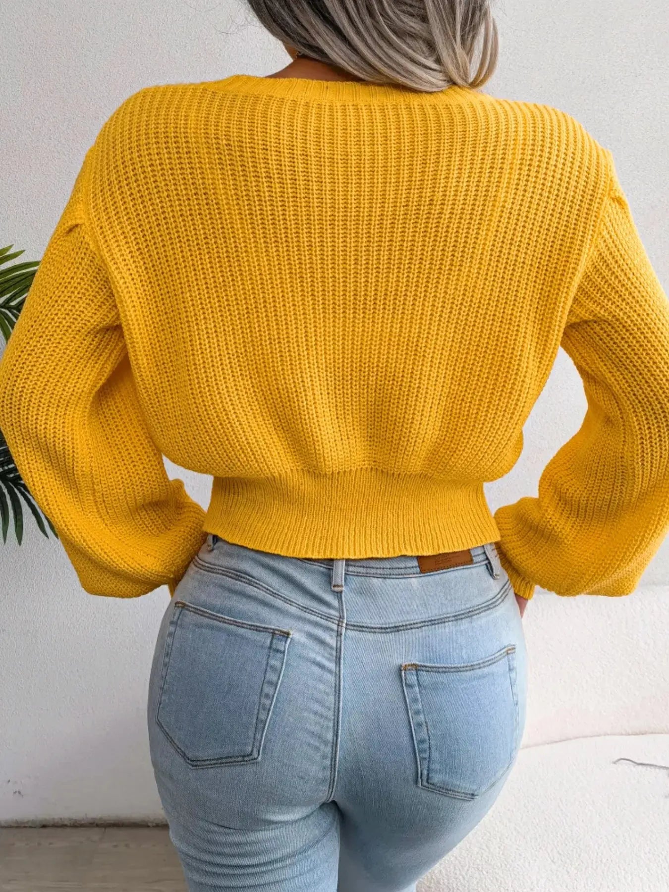 Cable Knit Crew Neck Cropped Sweater - Be Bliss Boutique