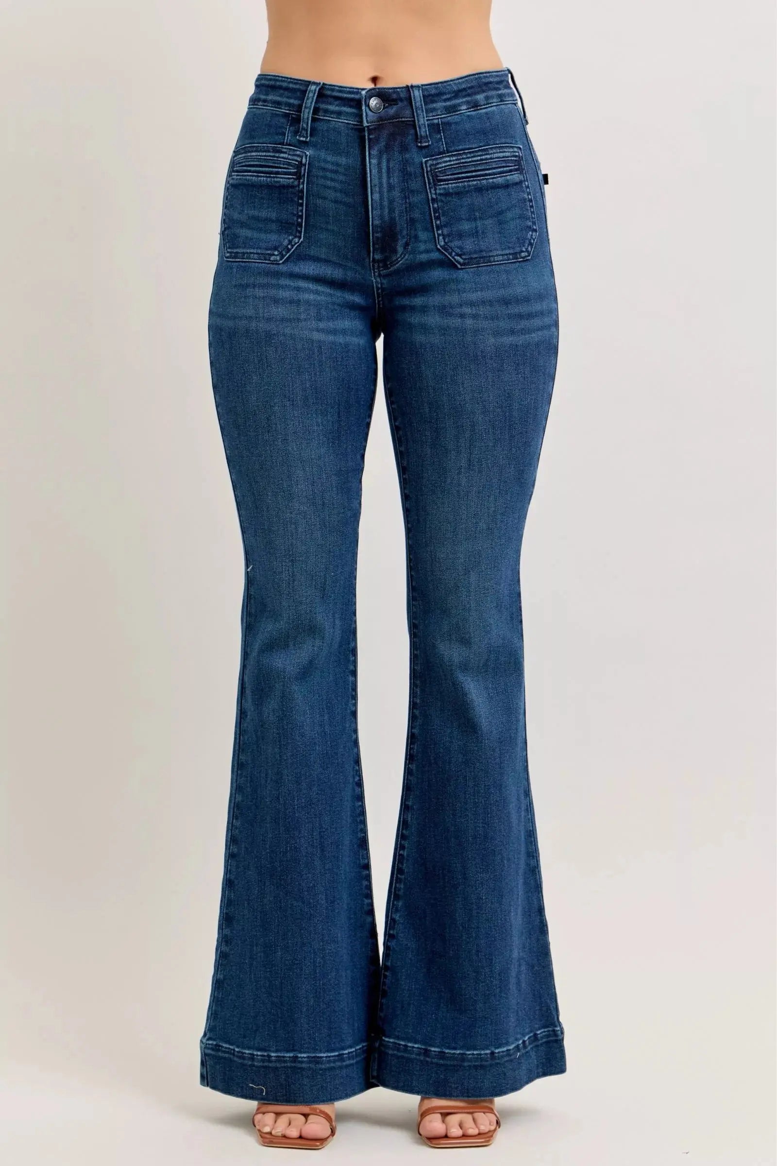 Judy Blue Jeans - High-Waisted Flare Jeans with Front Pockets - Be Bliss Boutique