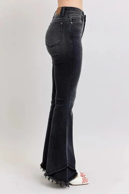 Judy Blue Full Size/Plus Size High Waist Flare w/ Mock Fray Tulip Hem - Be Bliss Boutique